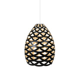 Tūī Pendant Light: Large + Bamboo + Black + White