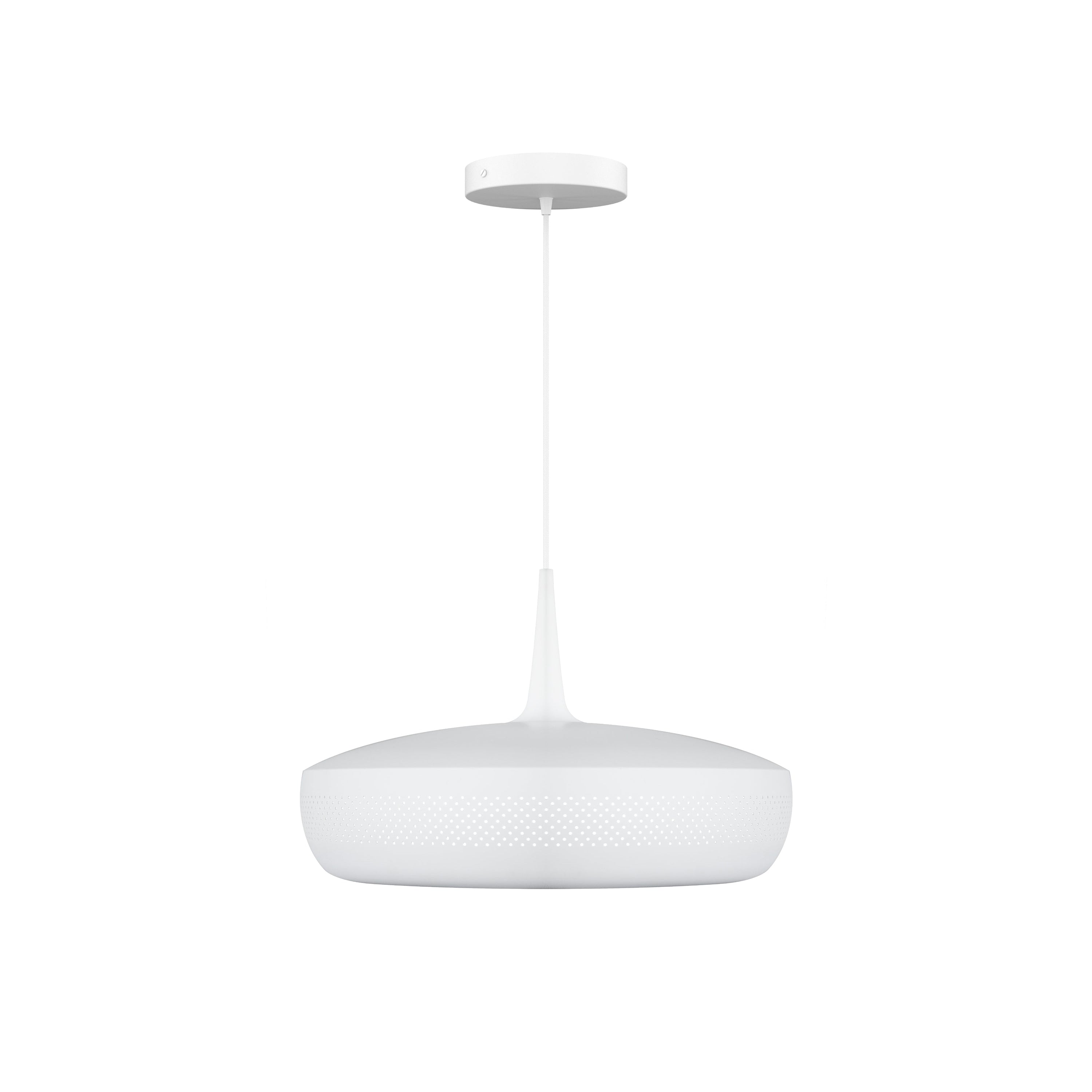 Clava Dine Pendant: Matt White + White + Canopy