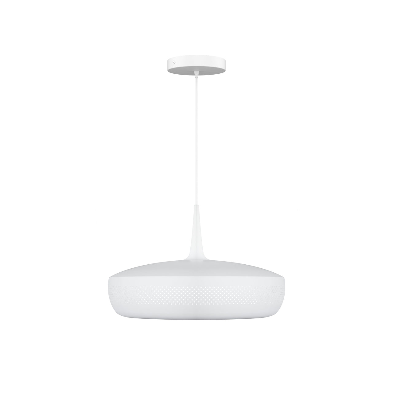 Clava Dine Pendant: Matt White + White + Canopy