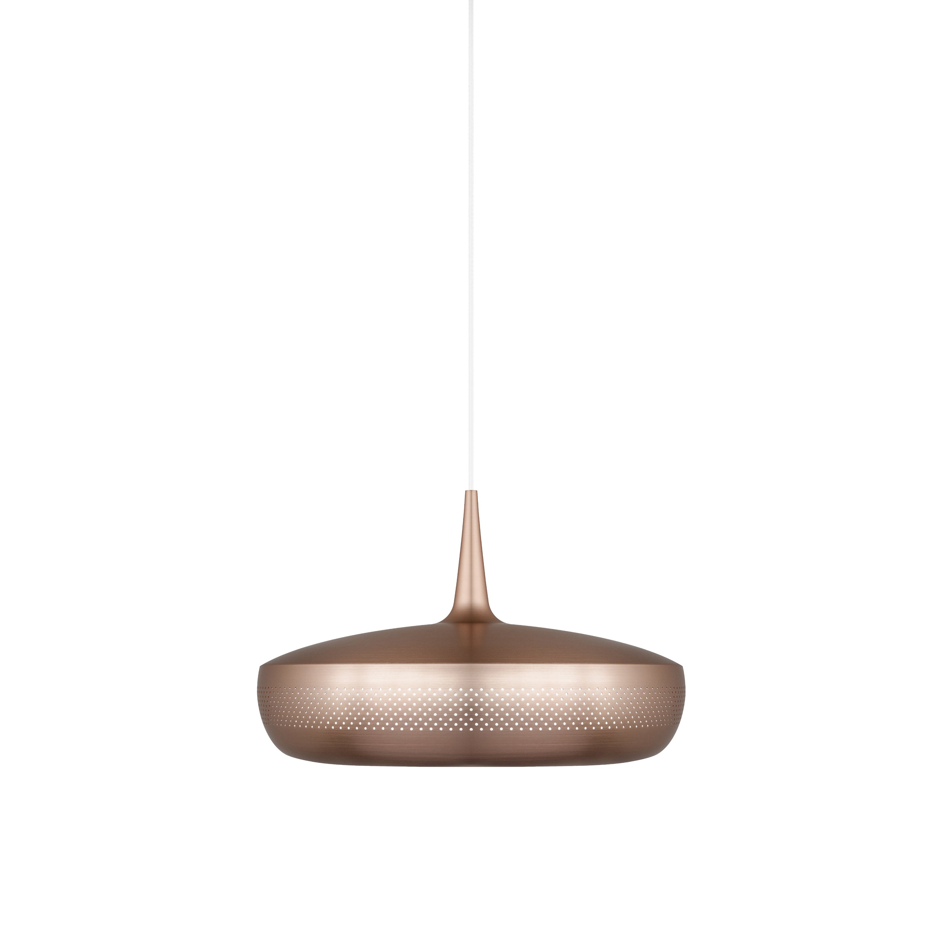 Clava Dine Pendant: Brushed Copper + White + Plug-in