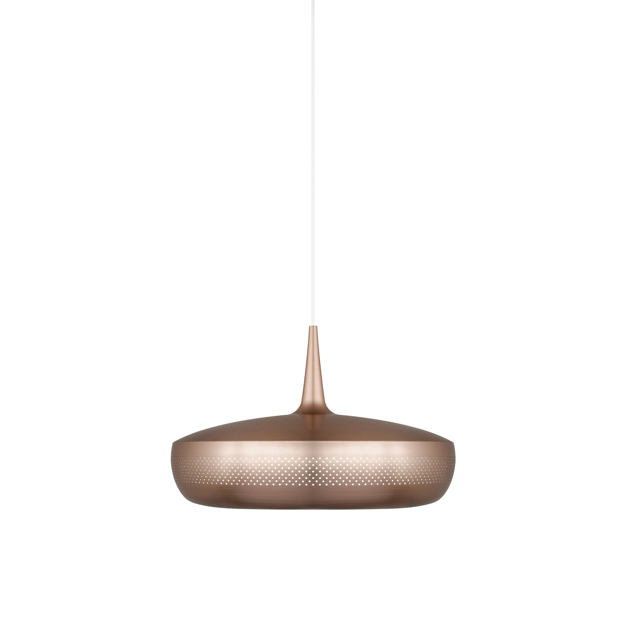 Clava Dine Pendant: Brushed Copper + White + Plug-in