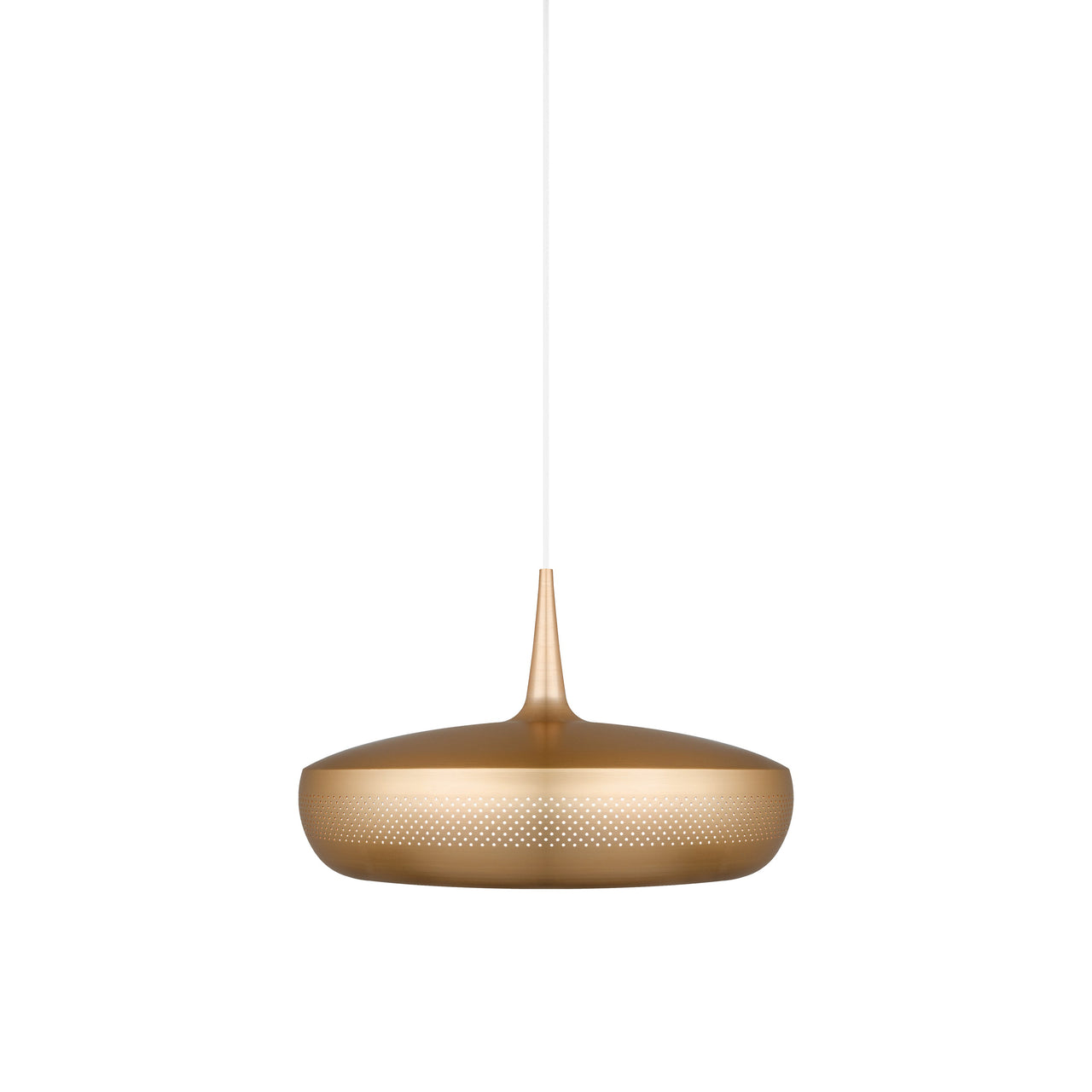 Clava Dine Pendant: Brushed Brass + White + Plug-in