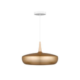 Clava Dine Pendant: Brushed Brass + White + Canopy