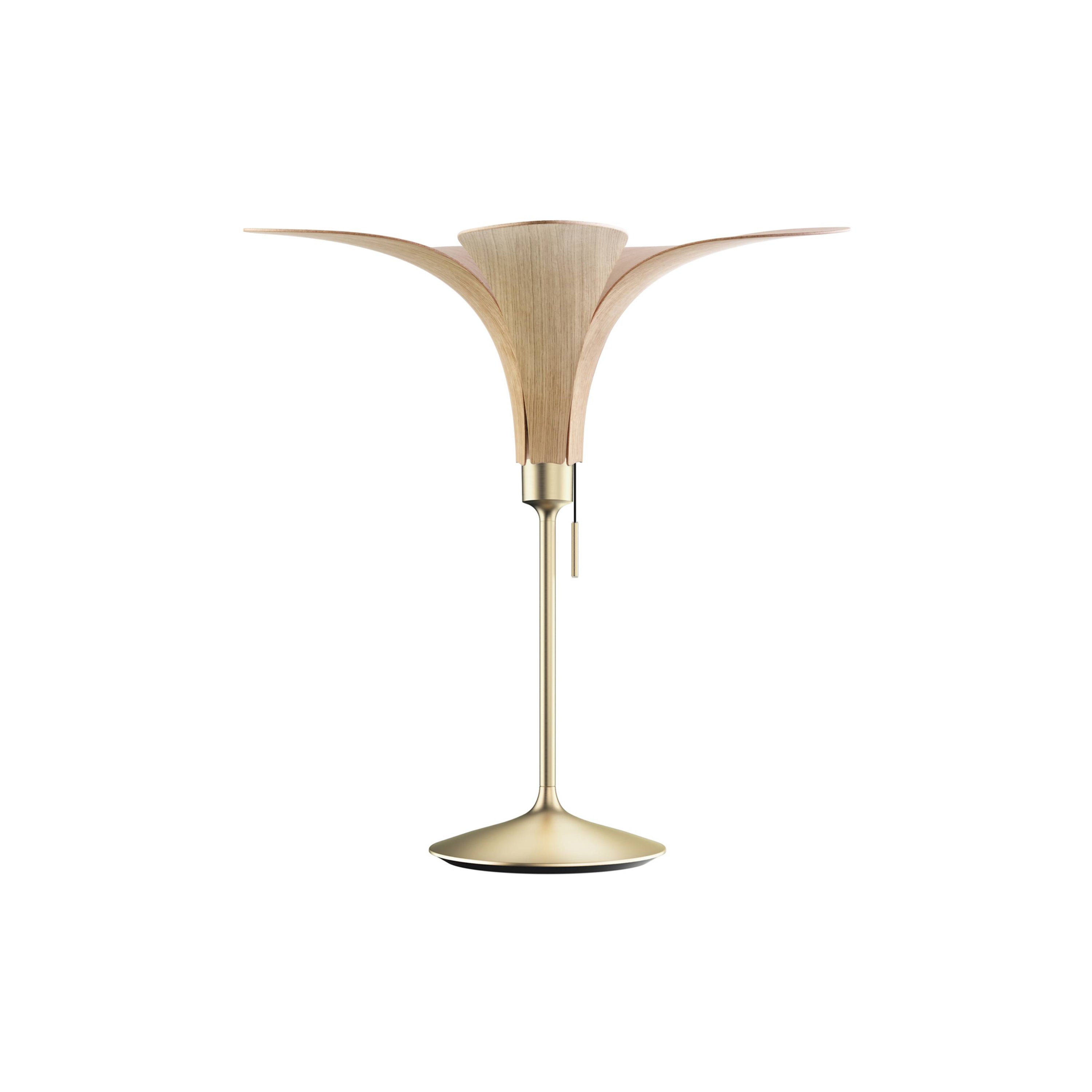 Jazz Champagne Table Lamp: Oak + Brushed Brass