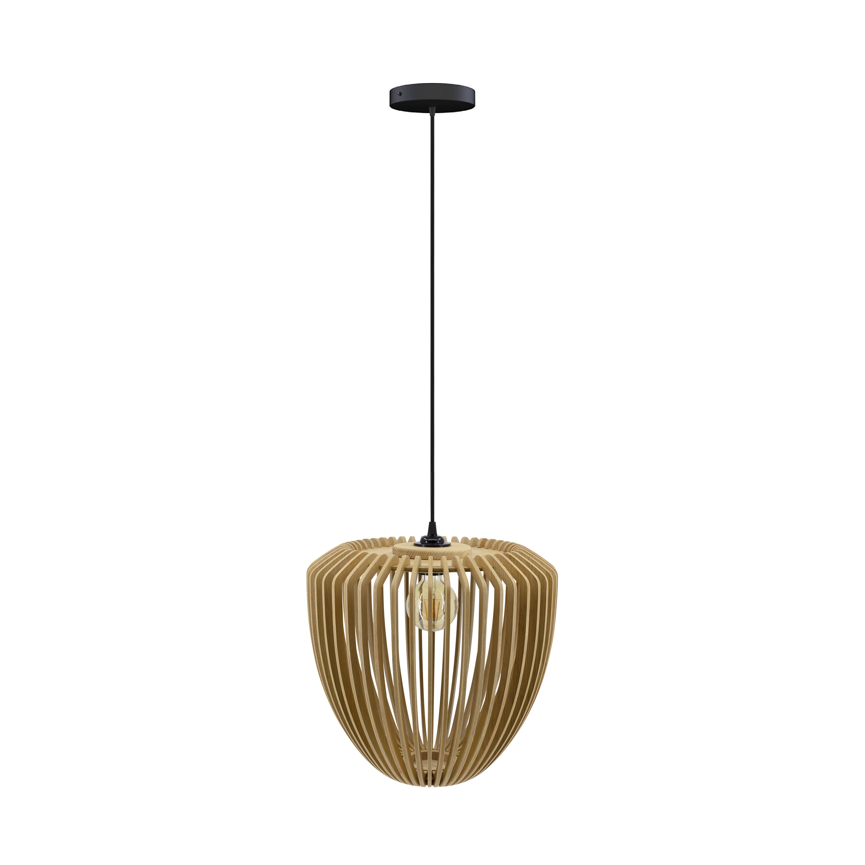 Clava Wood Pendant: Oak + Black + Canopy