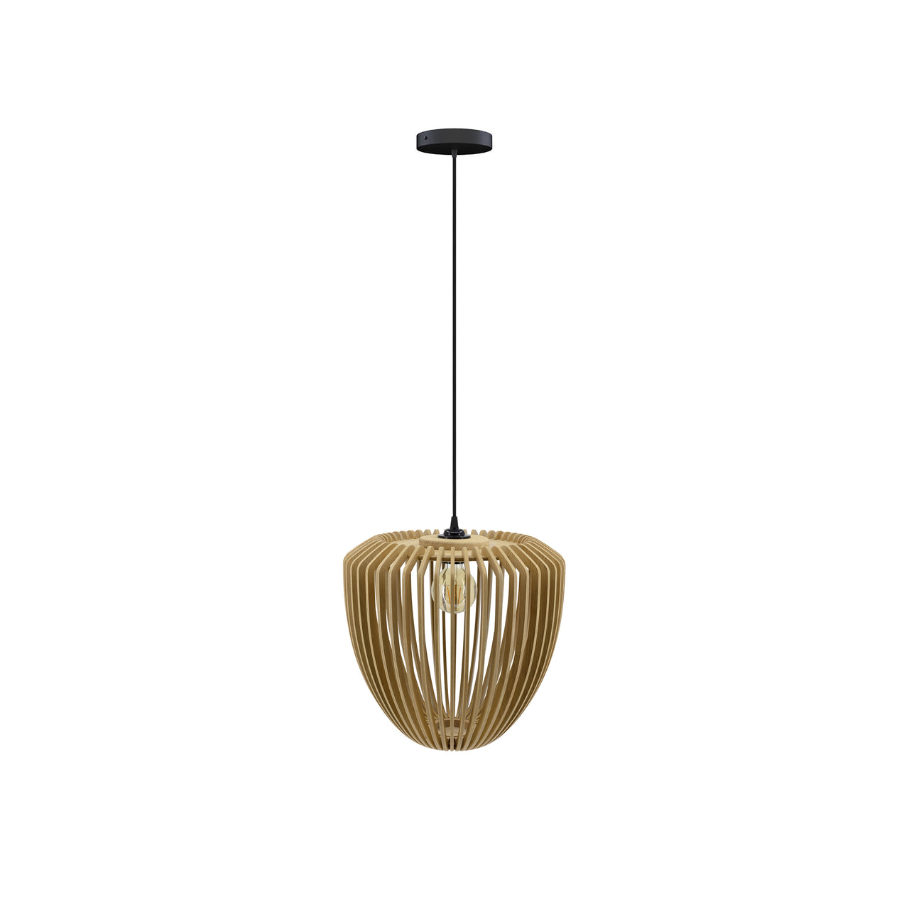 Clava Wood Pendant: Oak + Black + Canopy