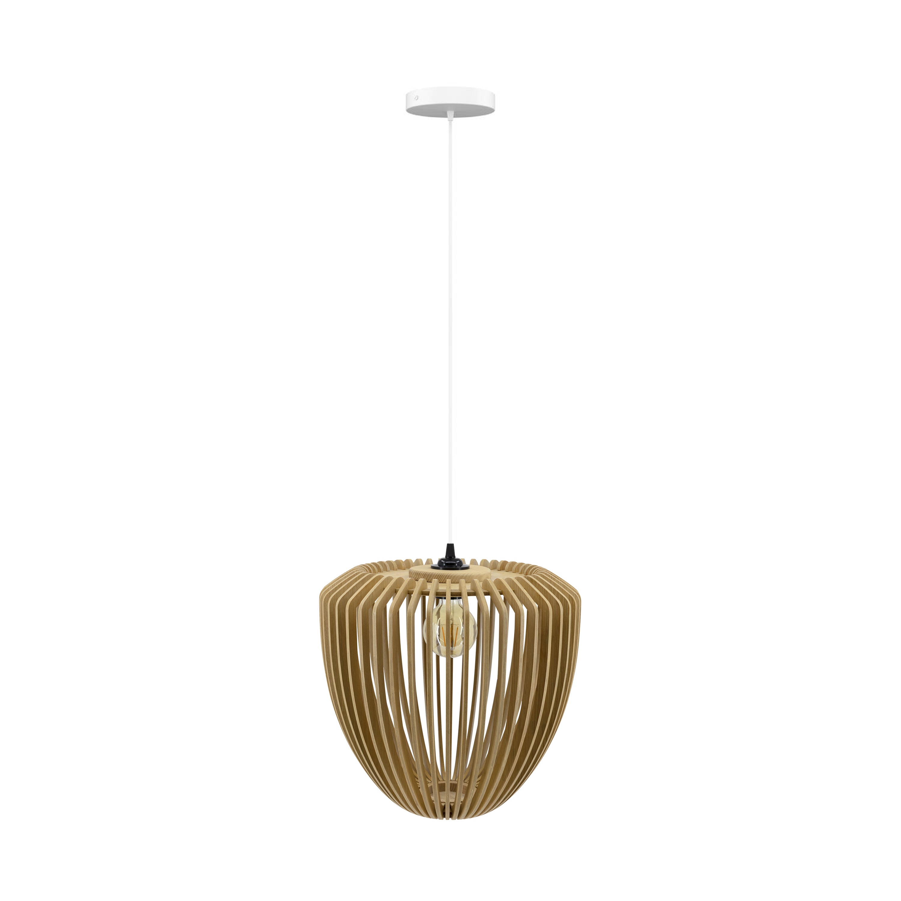 Clava Wood Pendant: Oak + White + Canopy