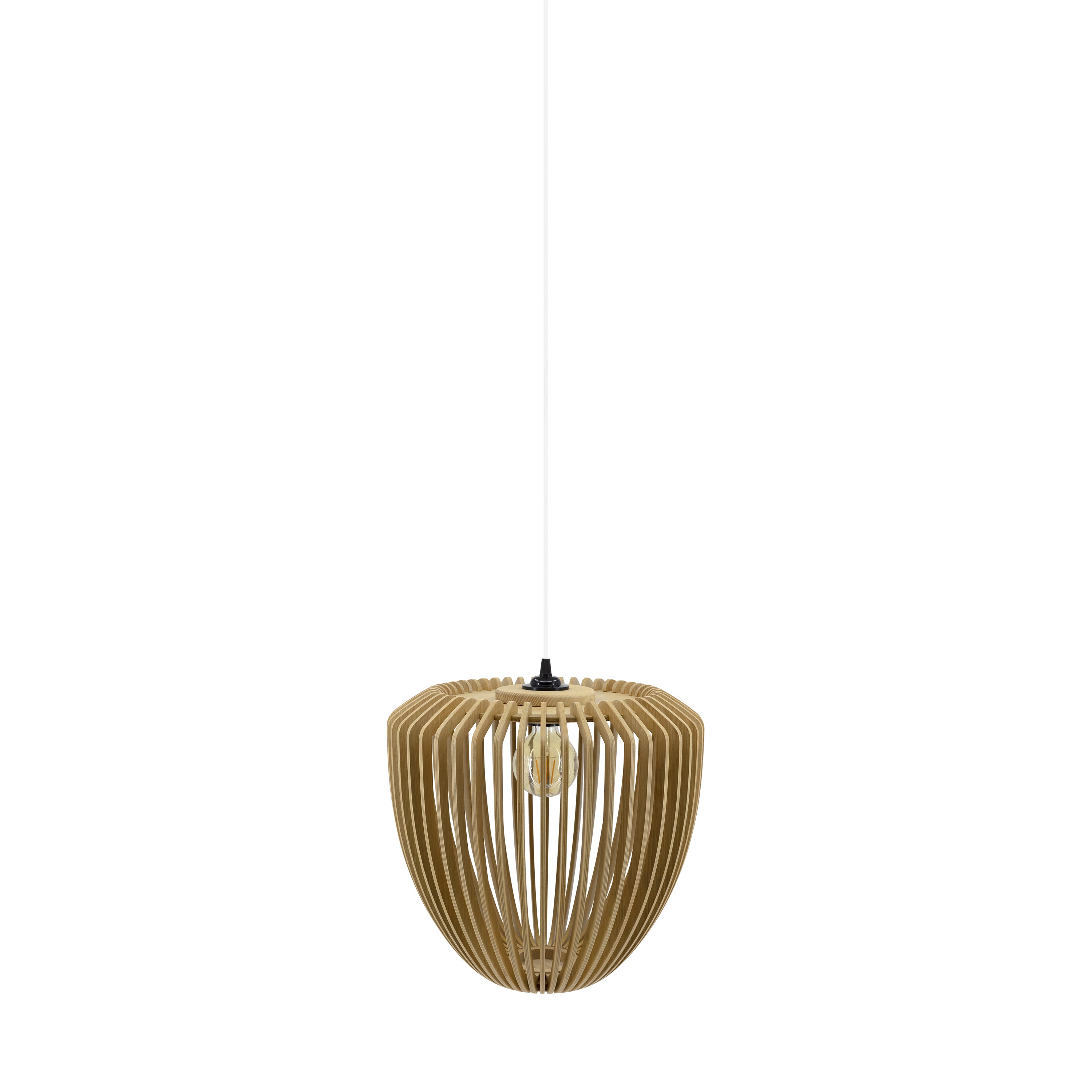 Clava Wood Pendant: Oak + White + Plug-in