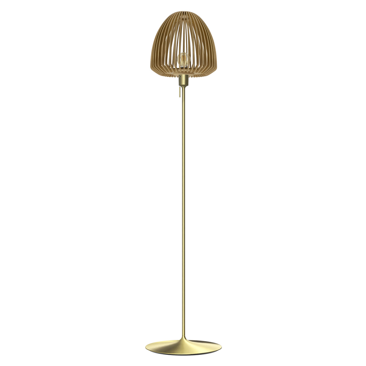 Clava Wood Floor Lamp: Oak + Brushed Brass