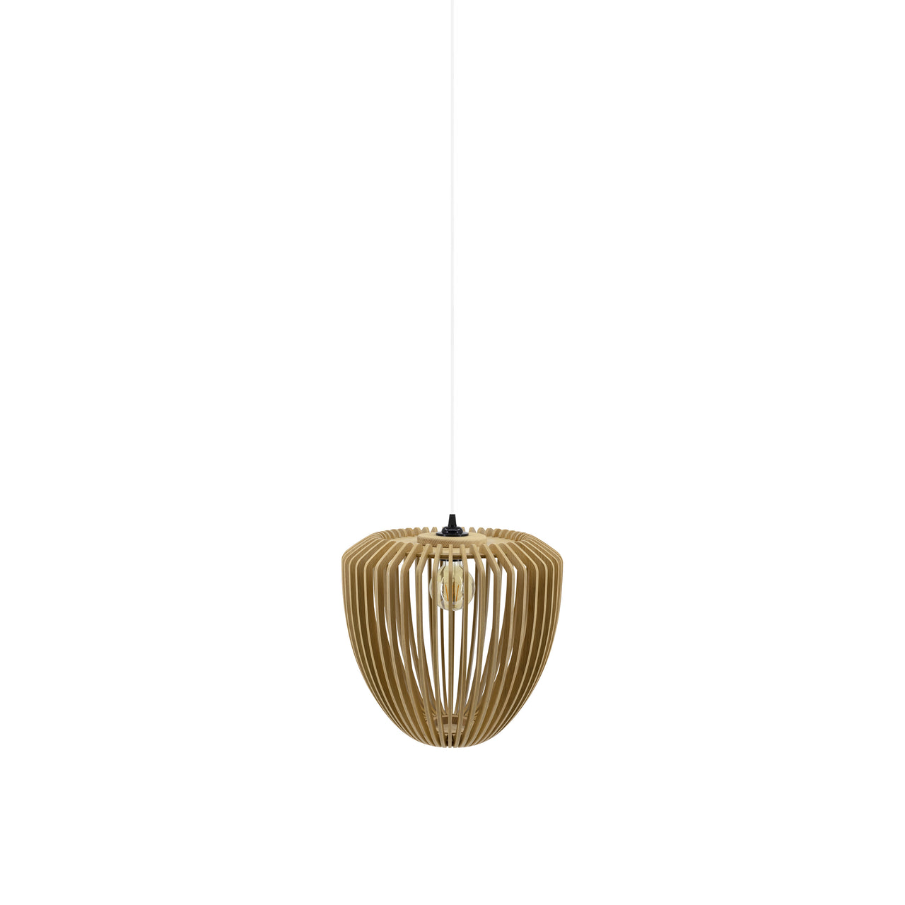 Clava Wood Pendant: Oak + White + Plug-in