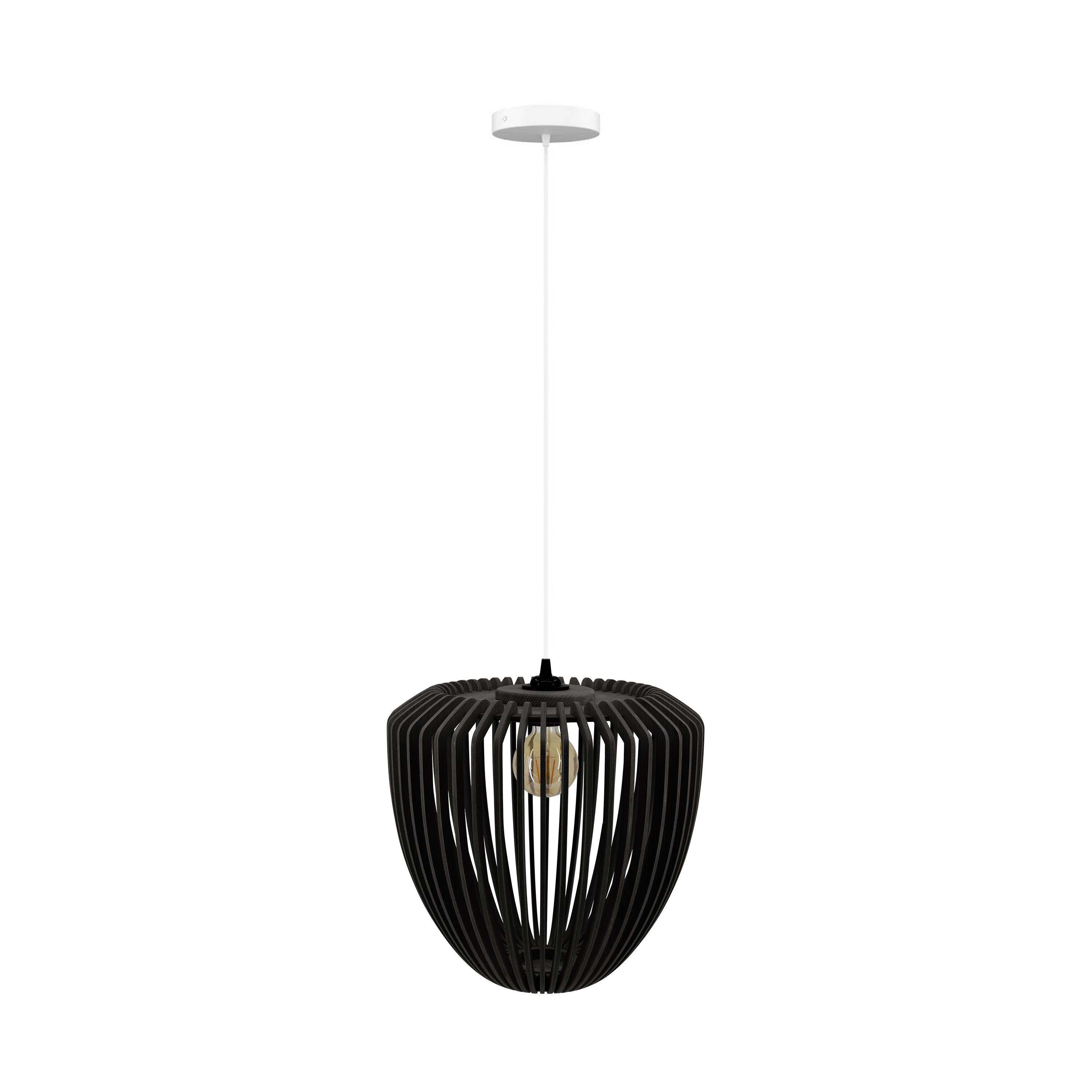 Clava Wood Pendant: Black Oak + White +  Canopy