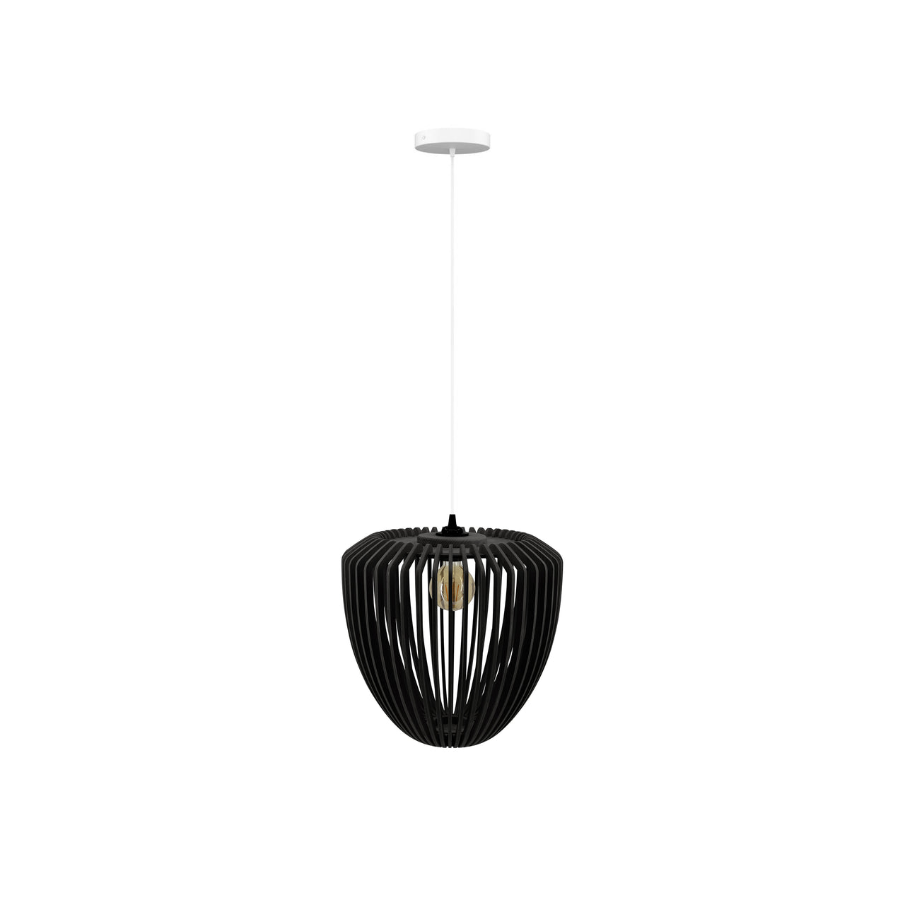 Clava Wood Pendant: Black Oak + White +  Canopy