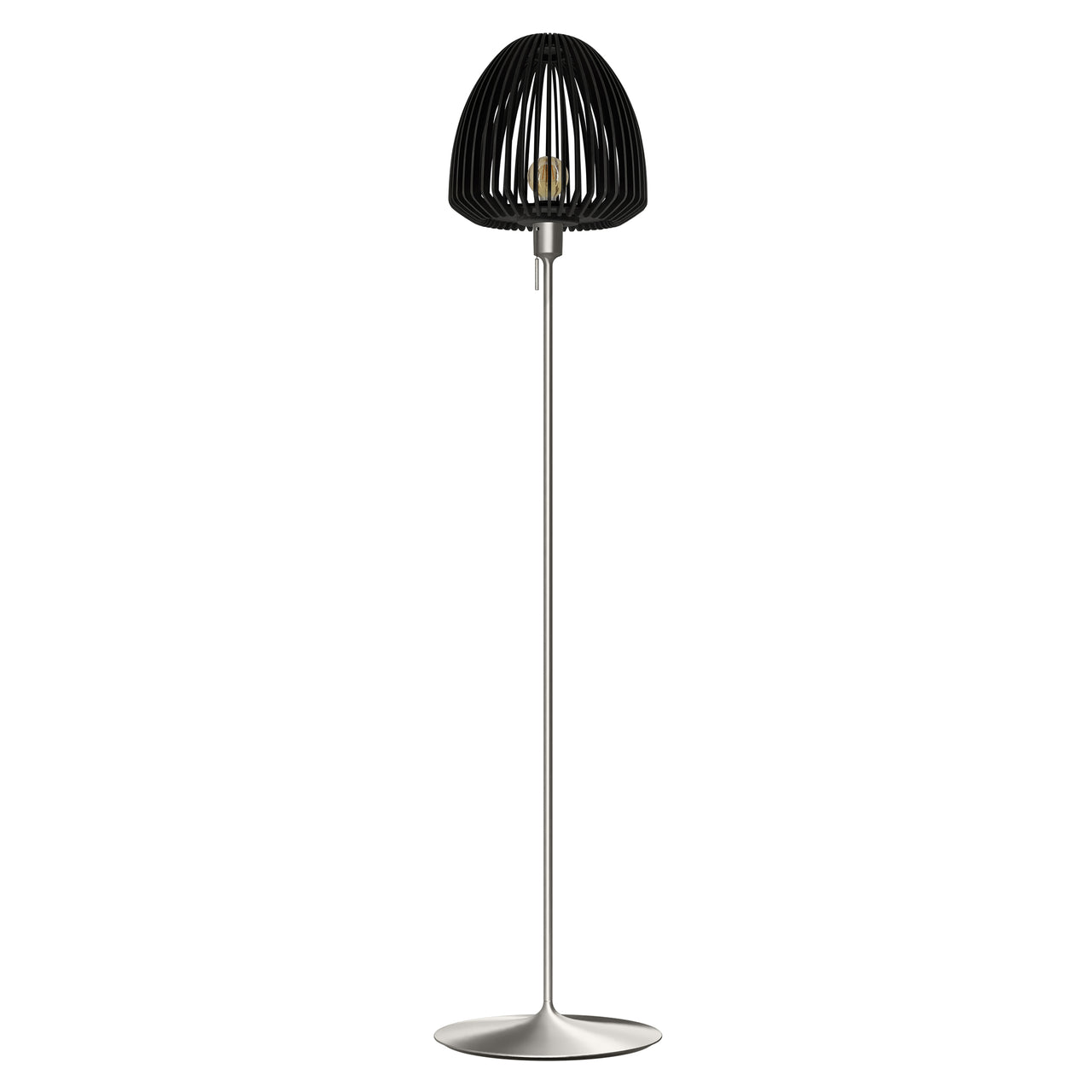 Clava Wood Floor Lamp: Black Oak + Brushed Steel
