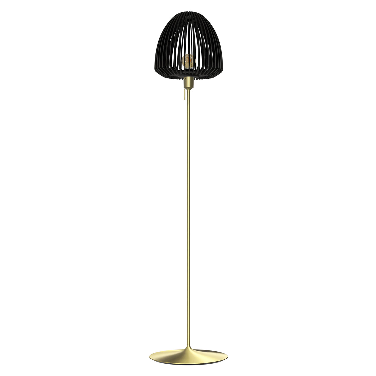 Clava Wood Floor Lamp: Black Oak + Brushed Brass