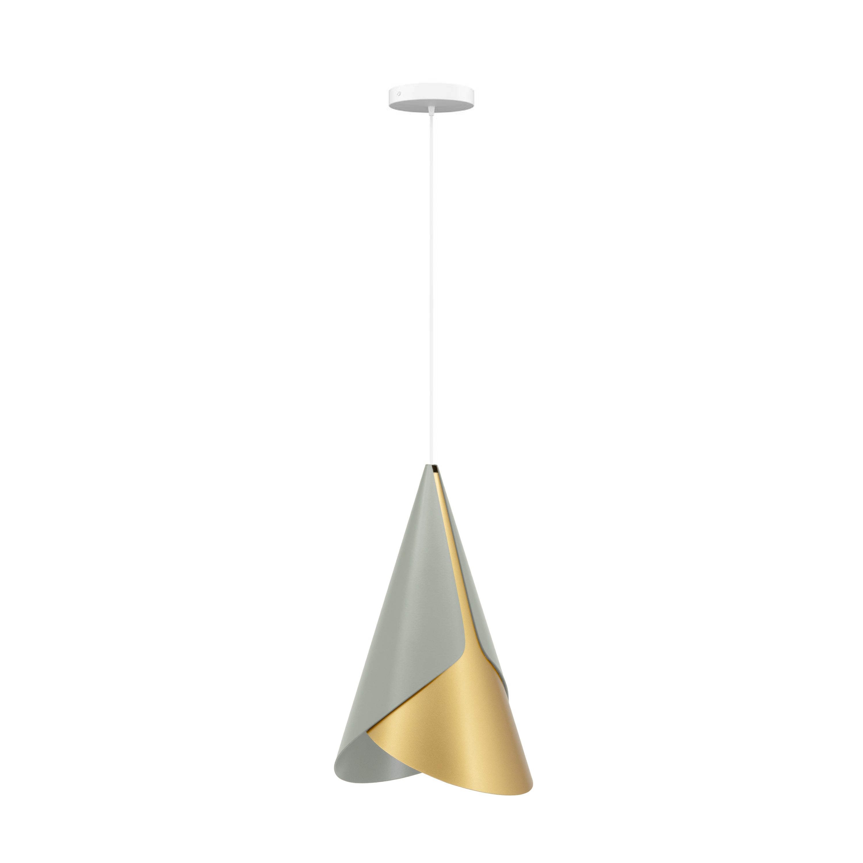 Cornet Pendant: Slate + Brass + White + Canopy