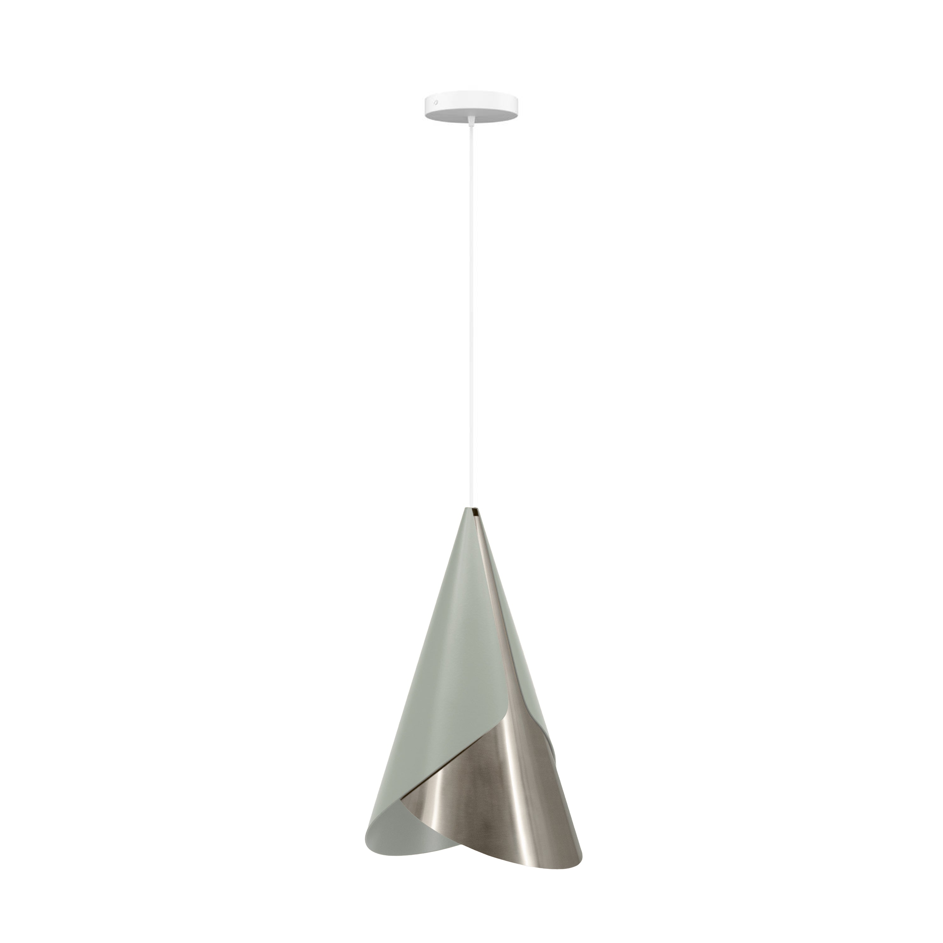 Cornet Pendant: Nuance Mist Olive + Steel + White + Canopy