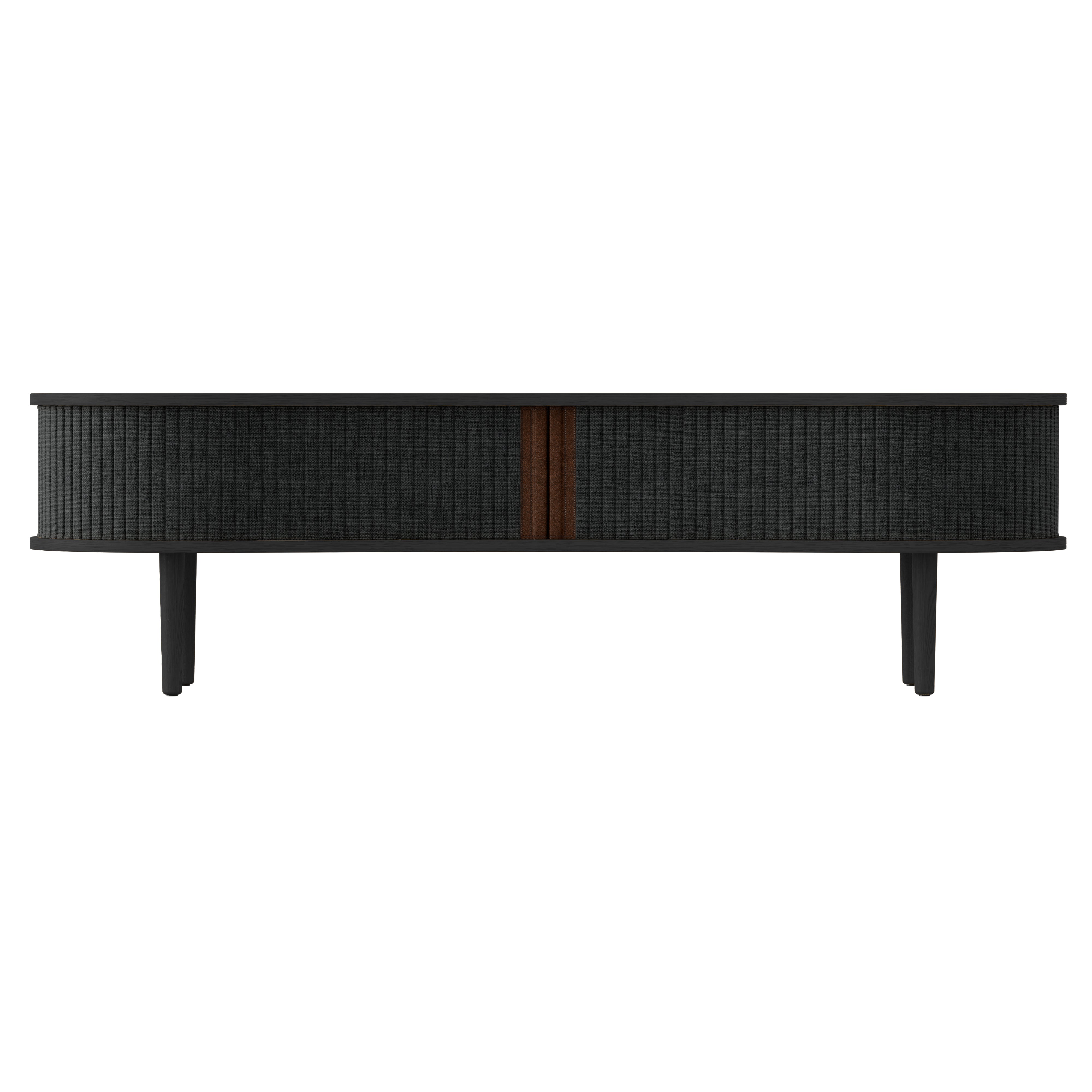 Audacious TV Bench: Black Oak + Without Cushion + Shadow Grey