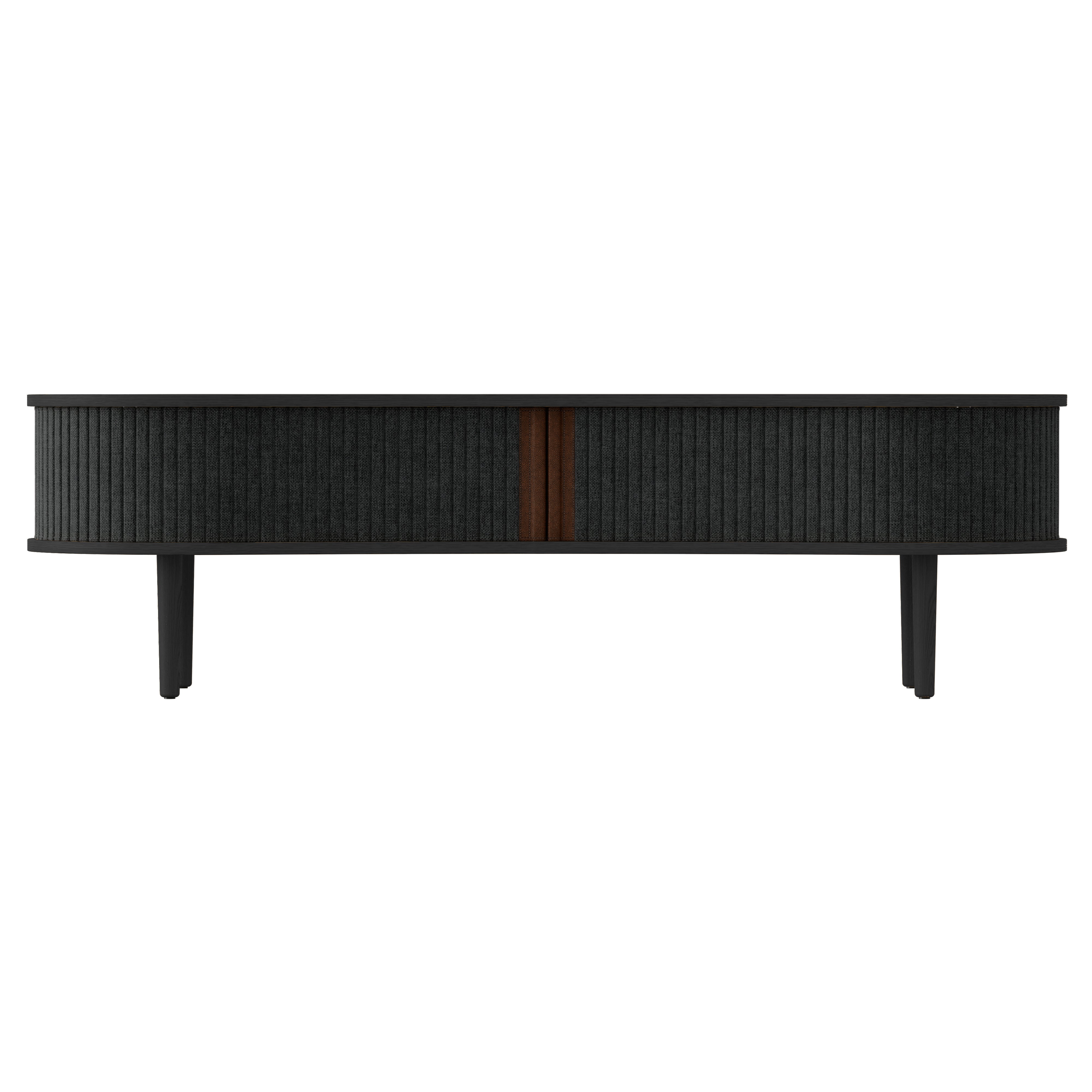 Audacious TV Bench: Black Oak + Without Cushion + Charcoal