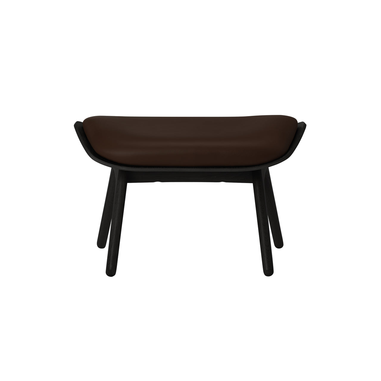 The Reader Ottoman : Black Oak + Brown Leather