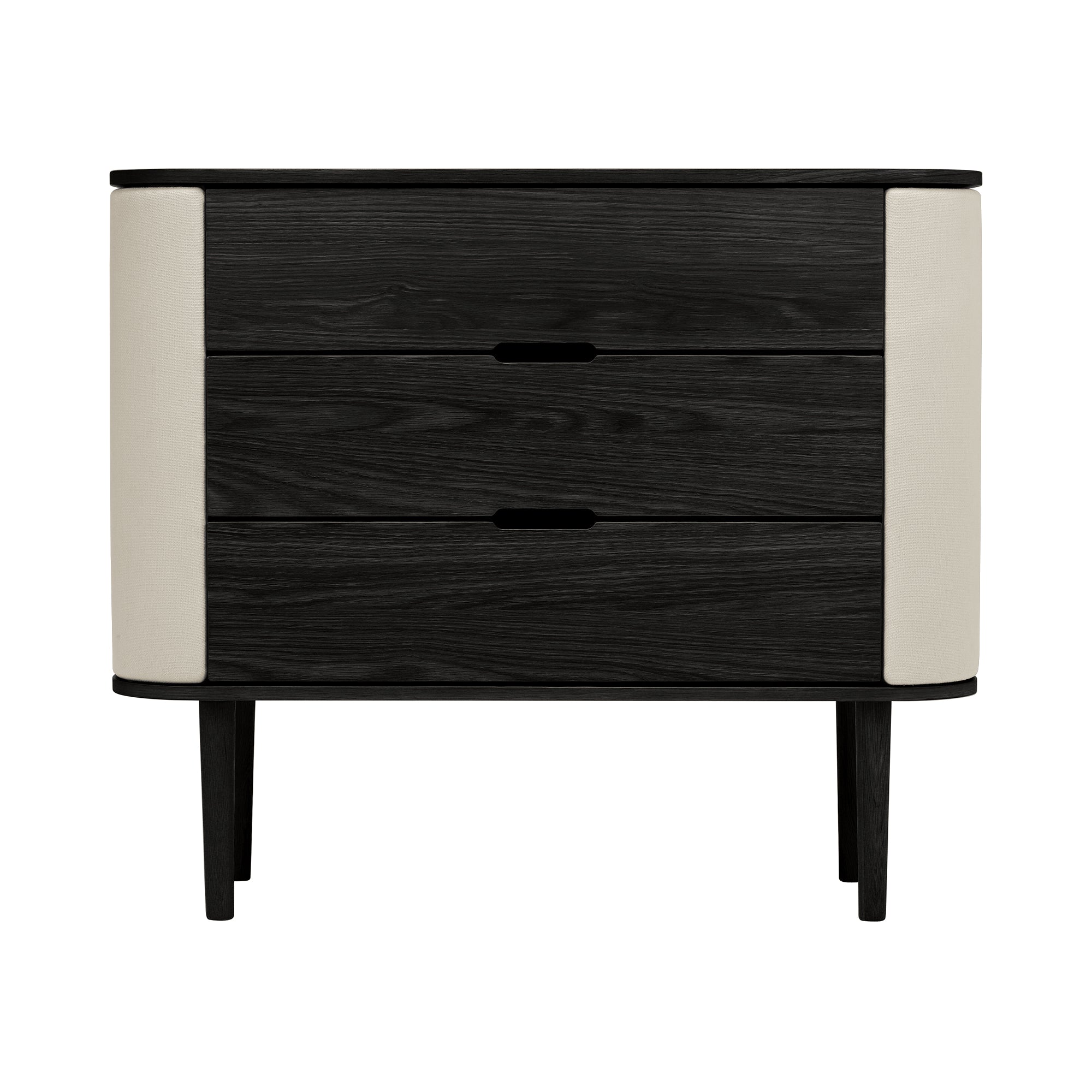 Treasures Dresser: Upholstered + Black Oak + White Sands
