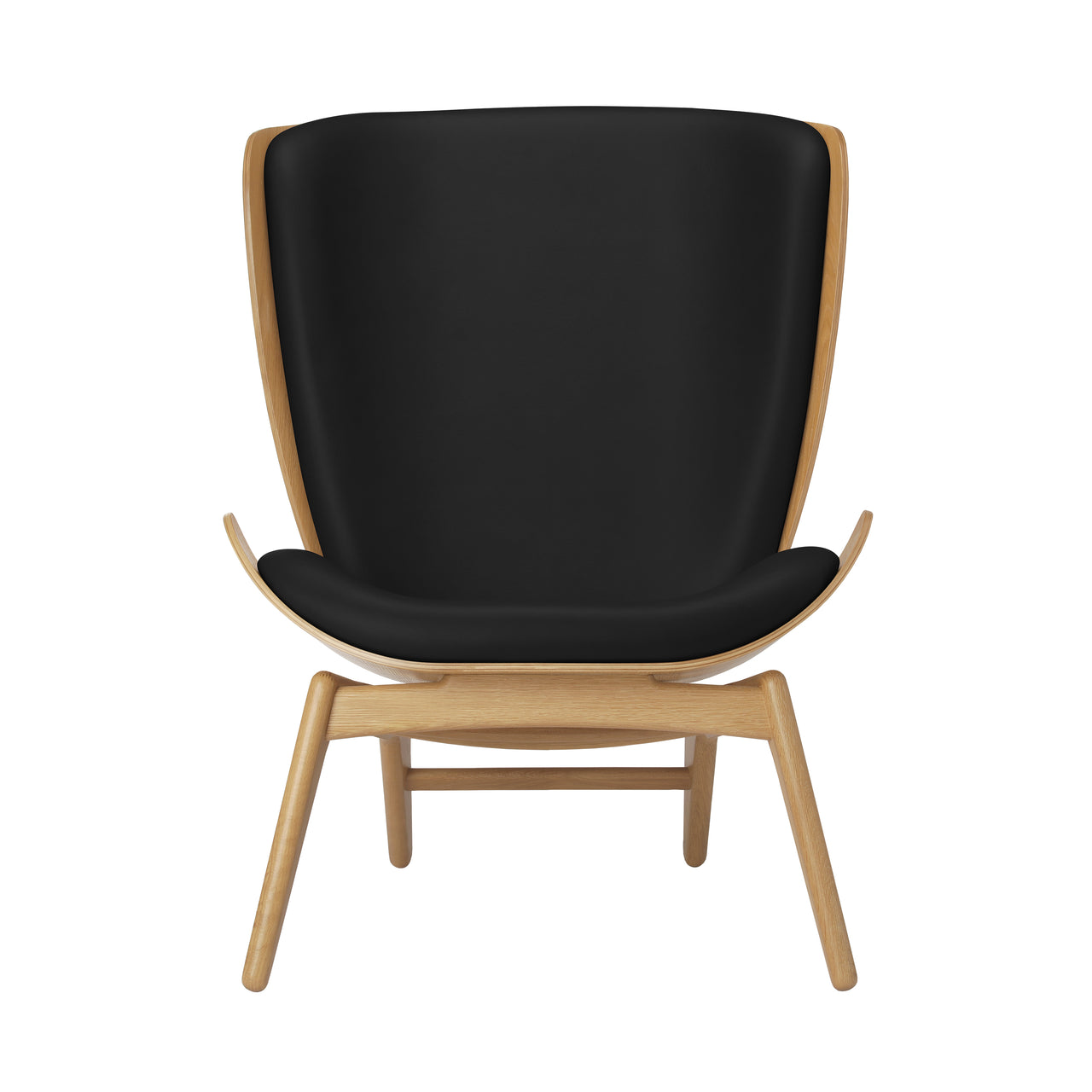 The Reader Wing chair: Oak + Black Leather