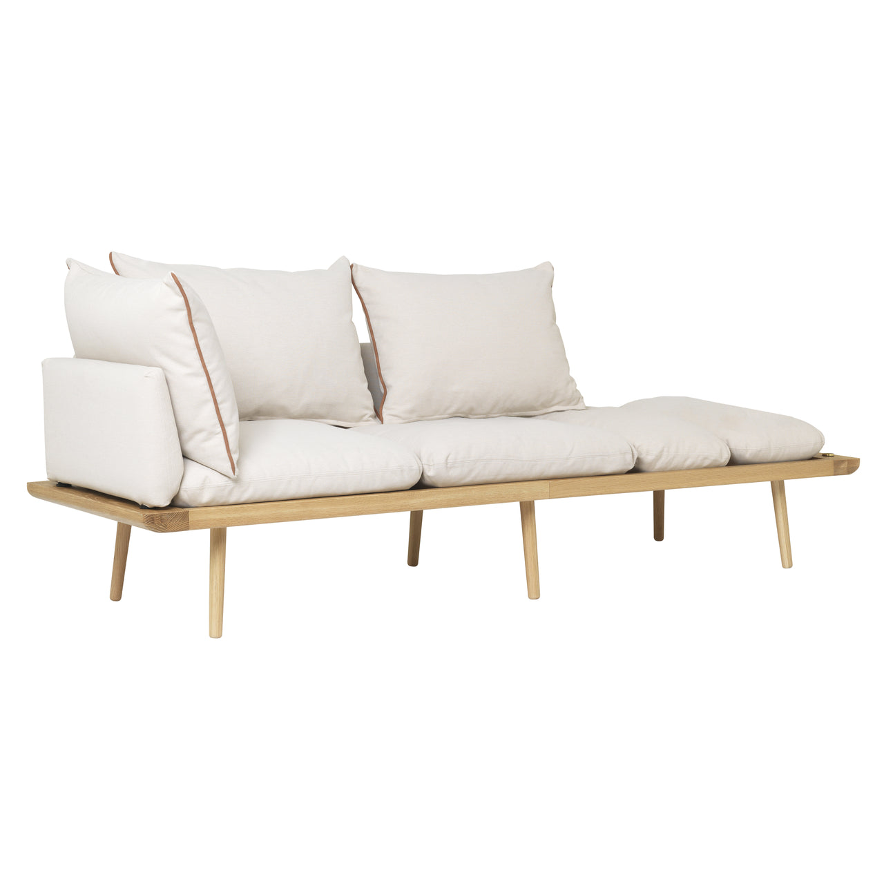 Lounge Around 3 Seater Sofa: Oak + With White Sands Cushion 