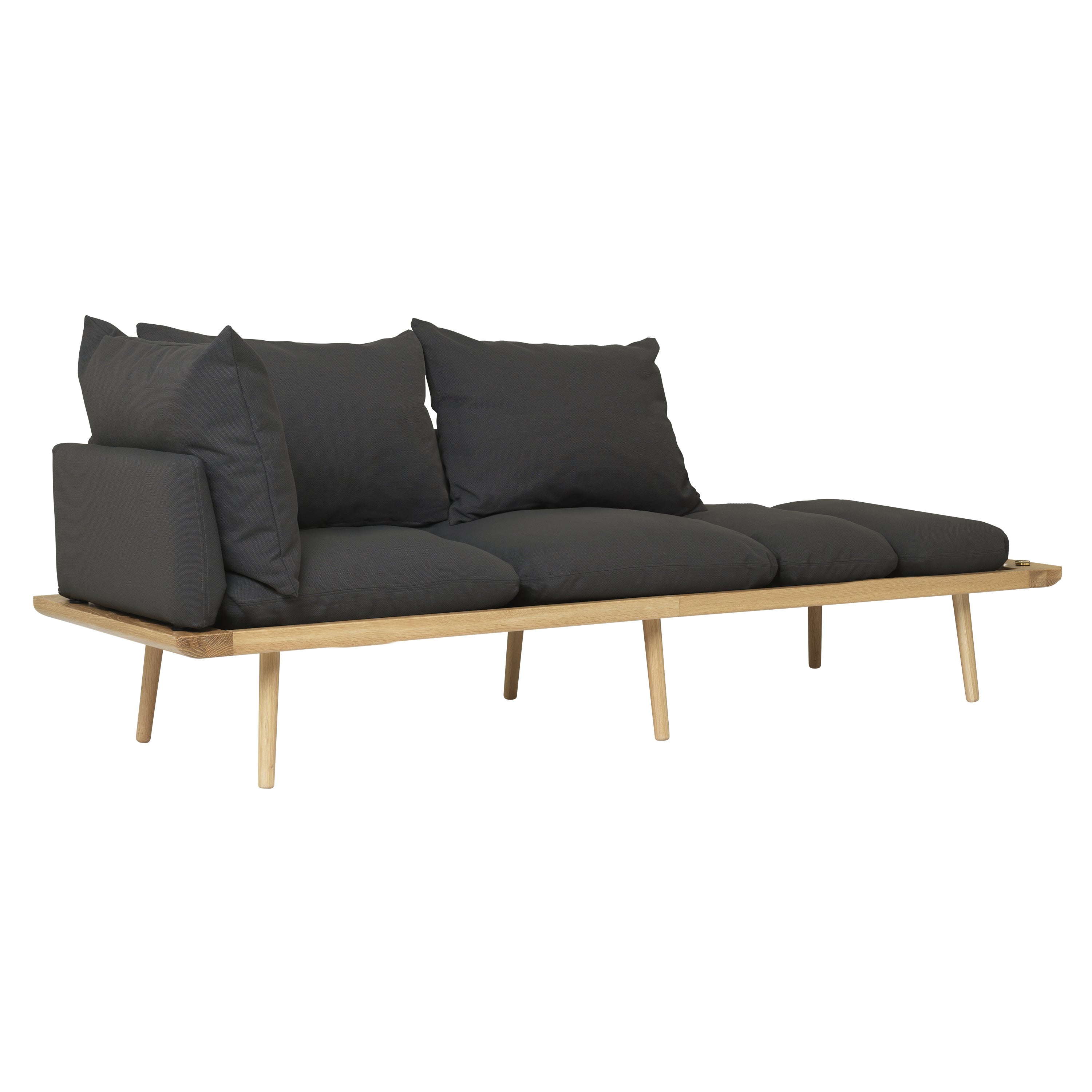 Lounge Around 3 Seater Sofa: Oak + With Shadow Cushion