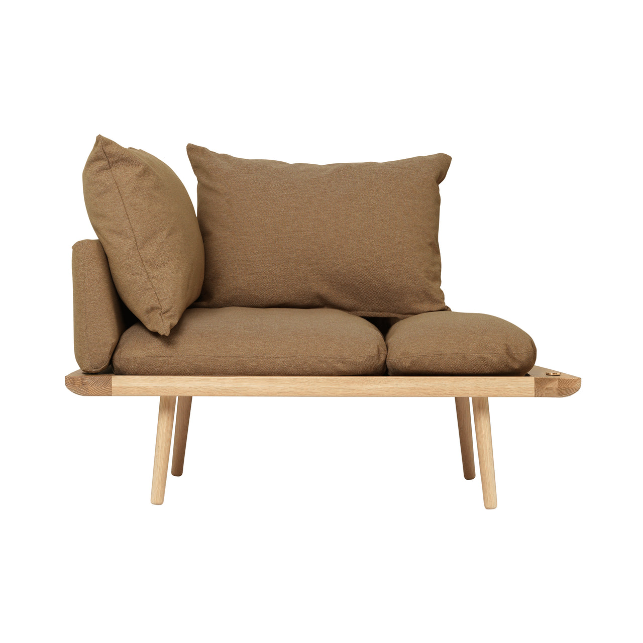 Lounge Around 1.5 Seater Sofa: Oak + With Sugar Brown Cushion