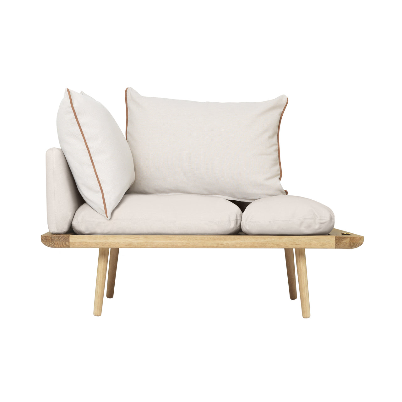 Lounge Around 1.5 Seater Sofa: Oak + With White Sands Cushion