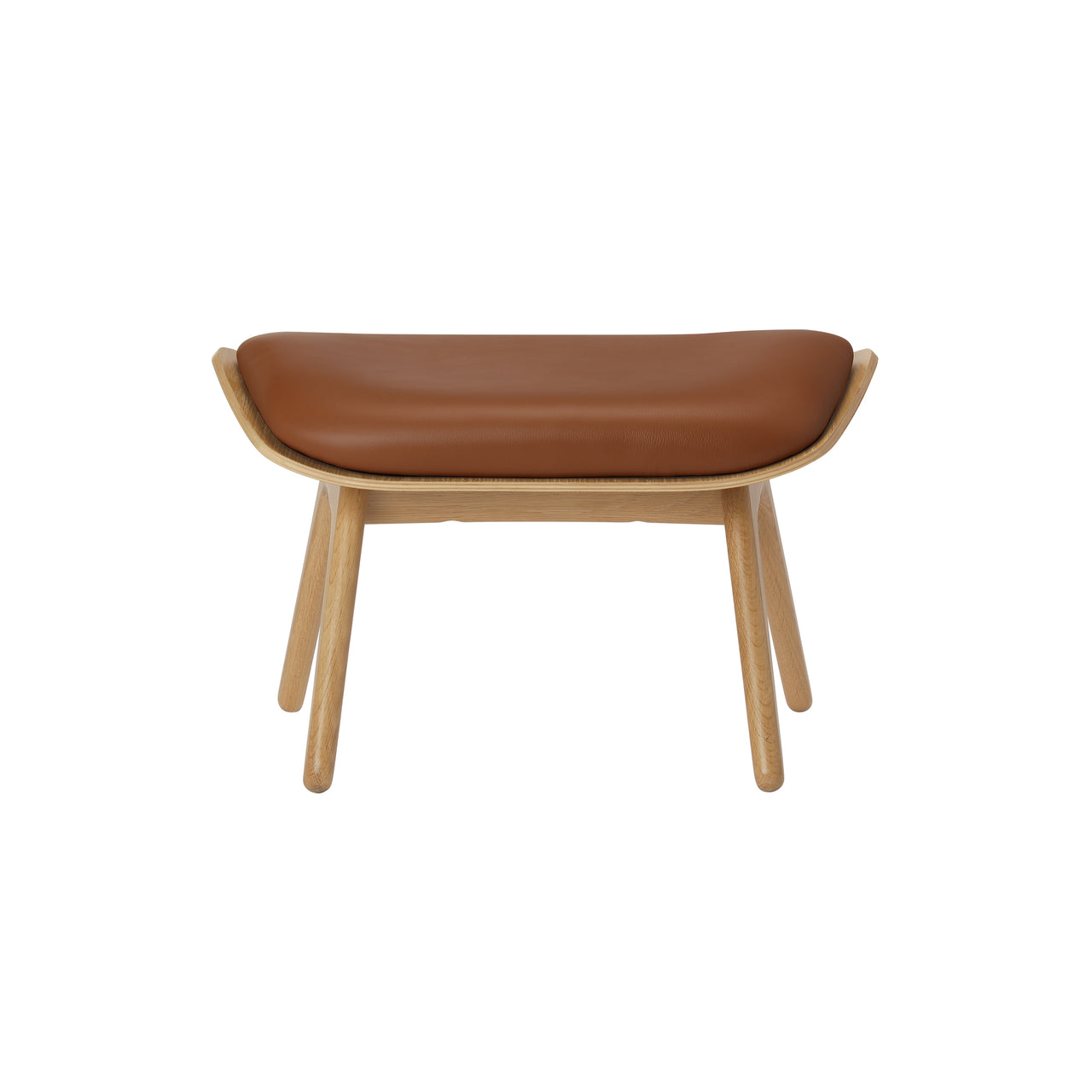 The Reader Ottoman: Oak + Cognac Leather