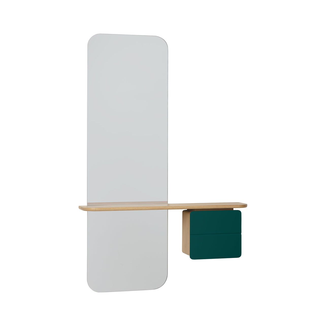 One More Look Mirror: Oak + Forest Green