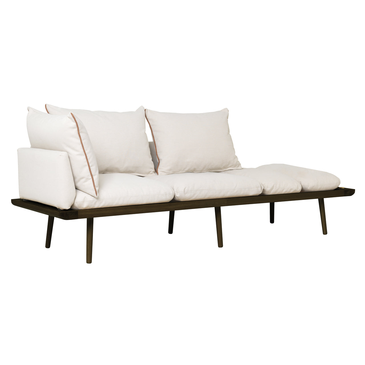 Lounge Around 3 Seater Sofa: Dark Oak + With White Sands Cushion