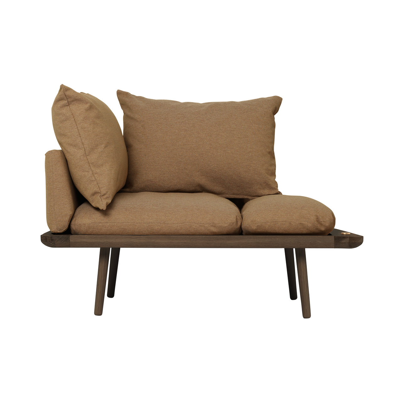 Lounge Around 1.5 Seater Sofa: Dark Oak + With Sugar Brown Cushion