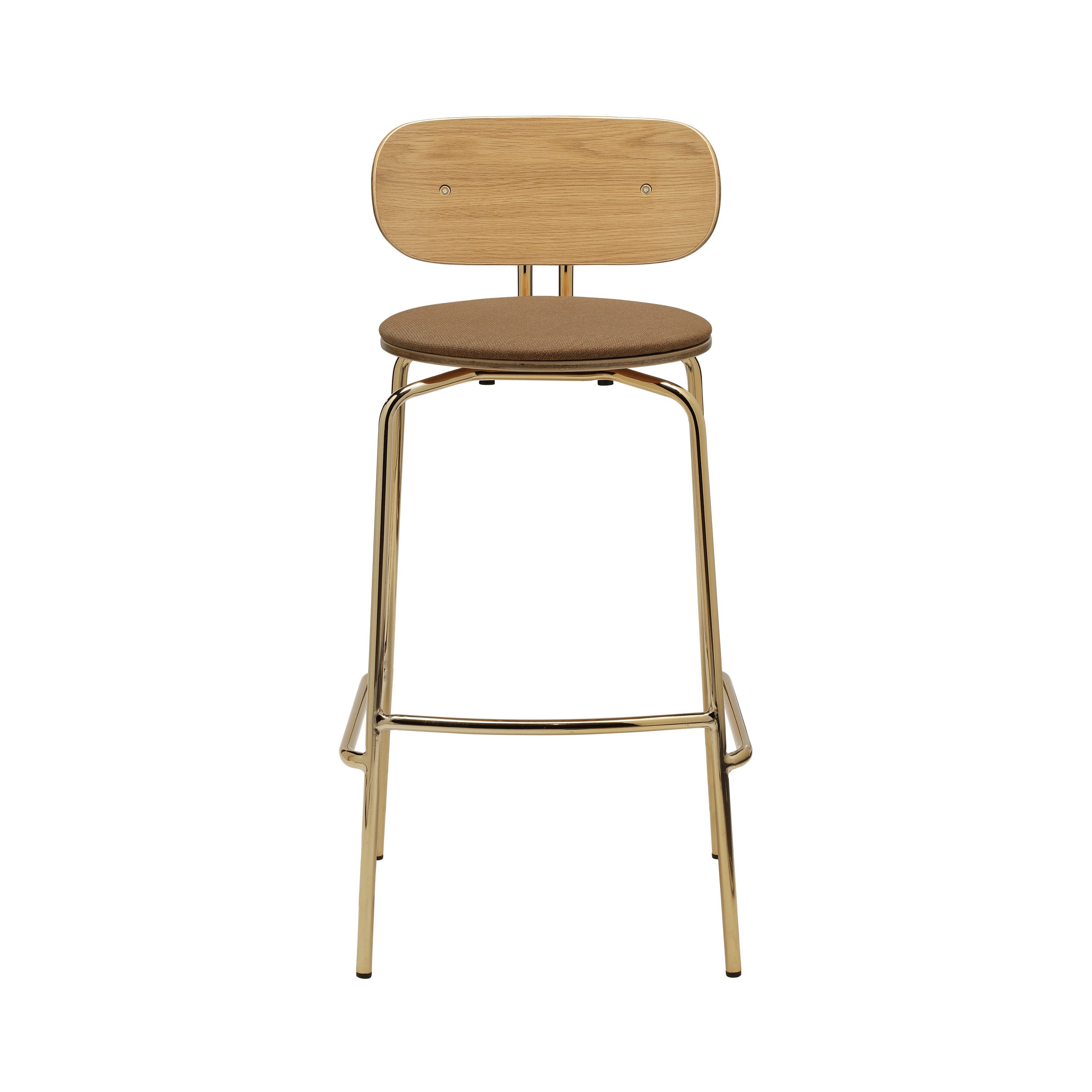 Curious Bar + Counter Stool: Bar + Brass + With Sugar Brown Cushion