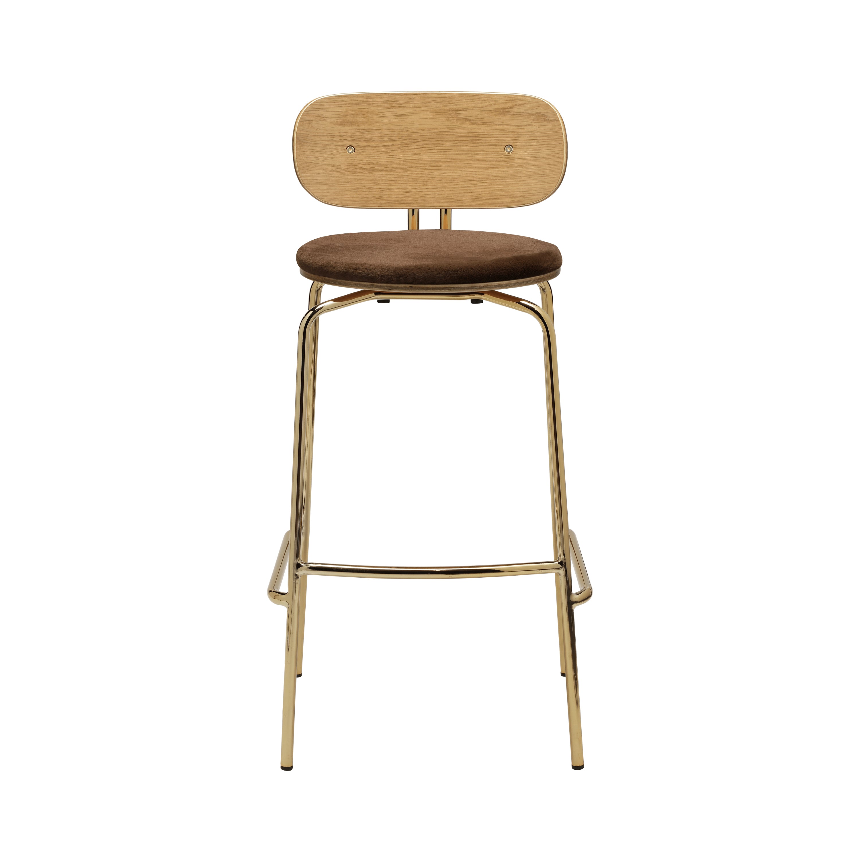 Curious Bar + Counter Stool: Bar + Brass + With Teddy Brown