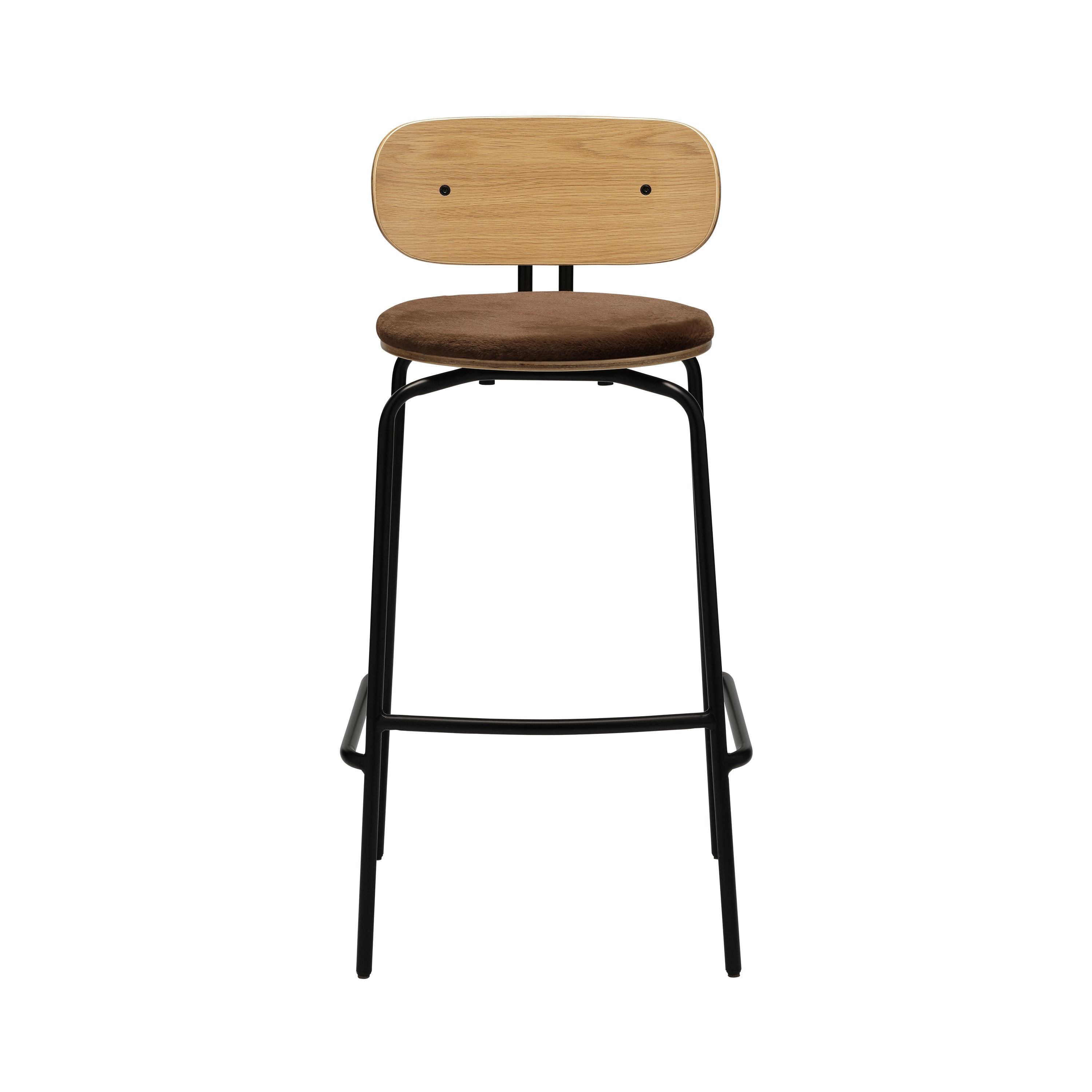 Curious Bar + Counter Stool: Bar + Black + With Teddy Brown