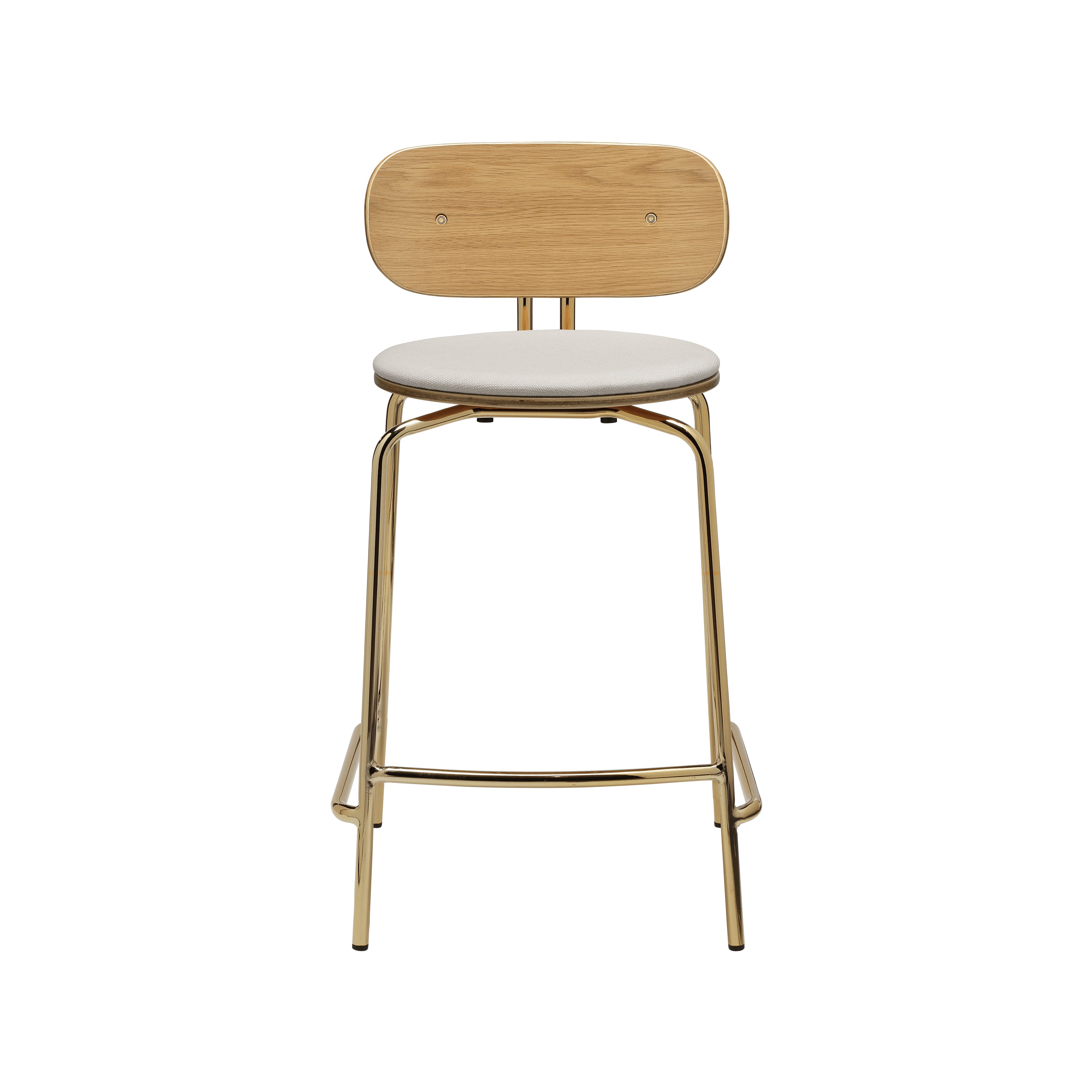 Curious Bar + Counter Stool: Counter + Brass + With White Sands Cushion