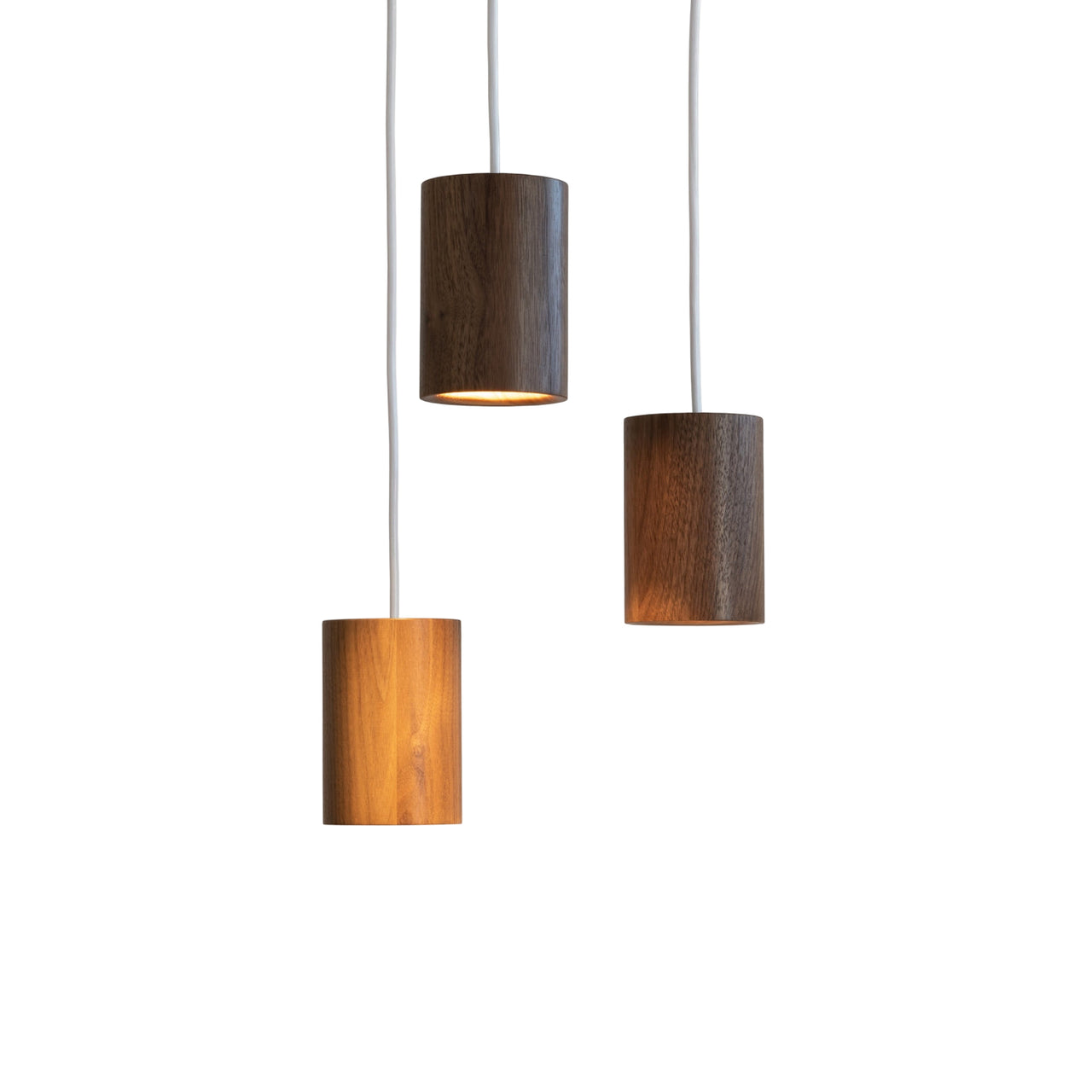 Solid Pendant: 3 + Cylinder + Walnut + White