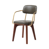 Utility Dining Armchair: Upholstered + Dark Brown Grey