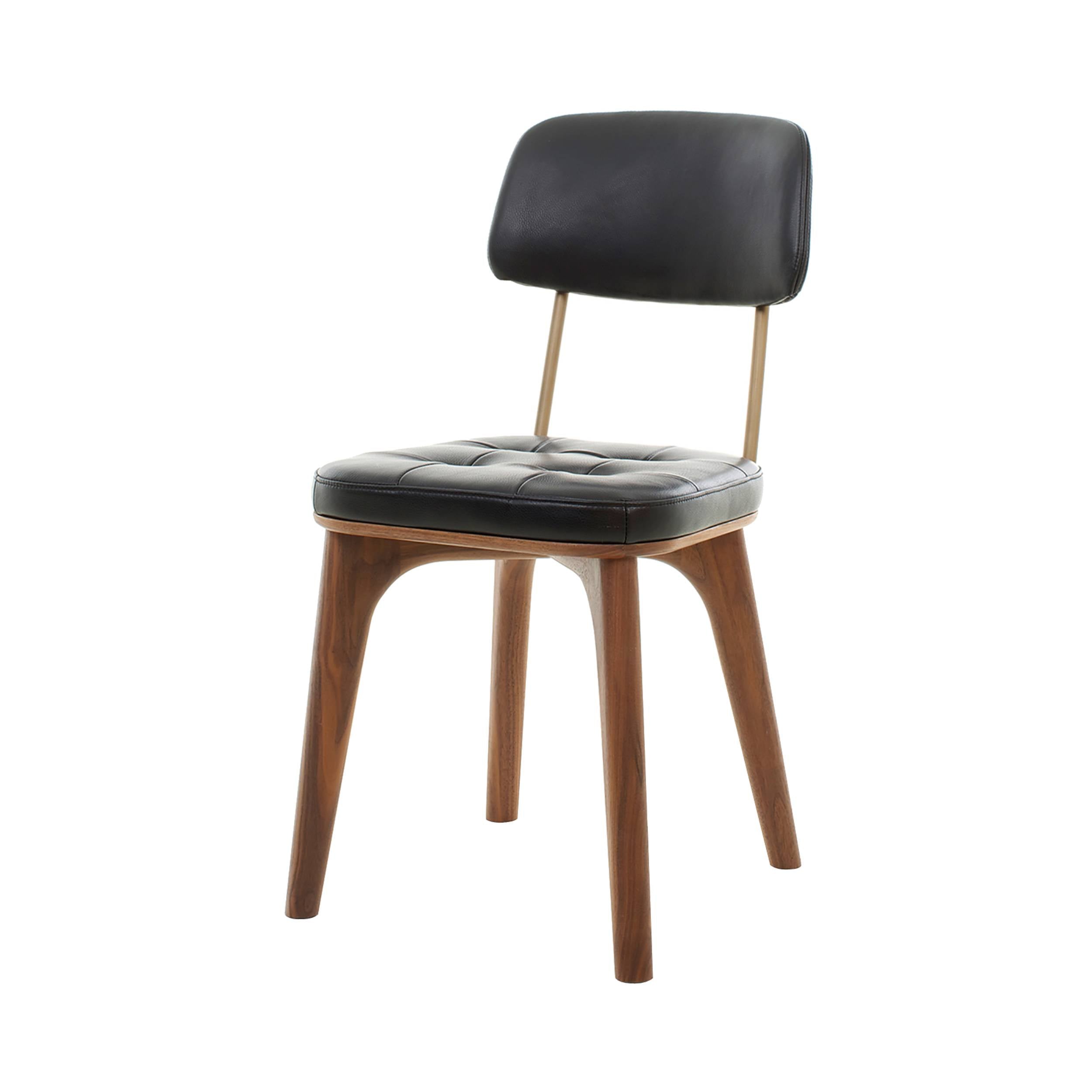 Utility Dining Chair: Upholstered + Natural Walnut