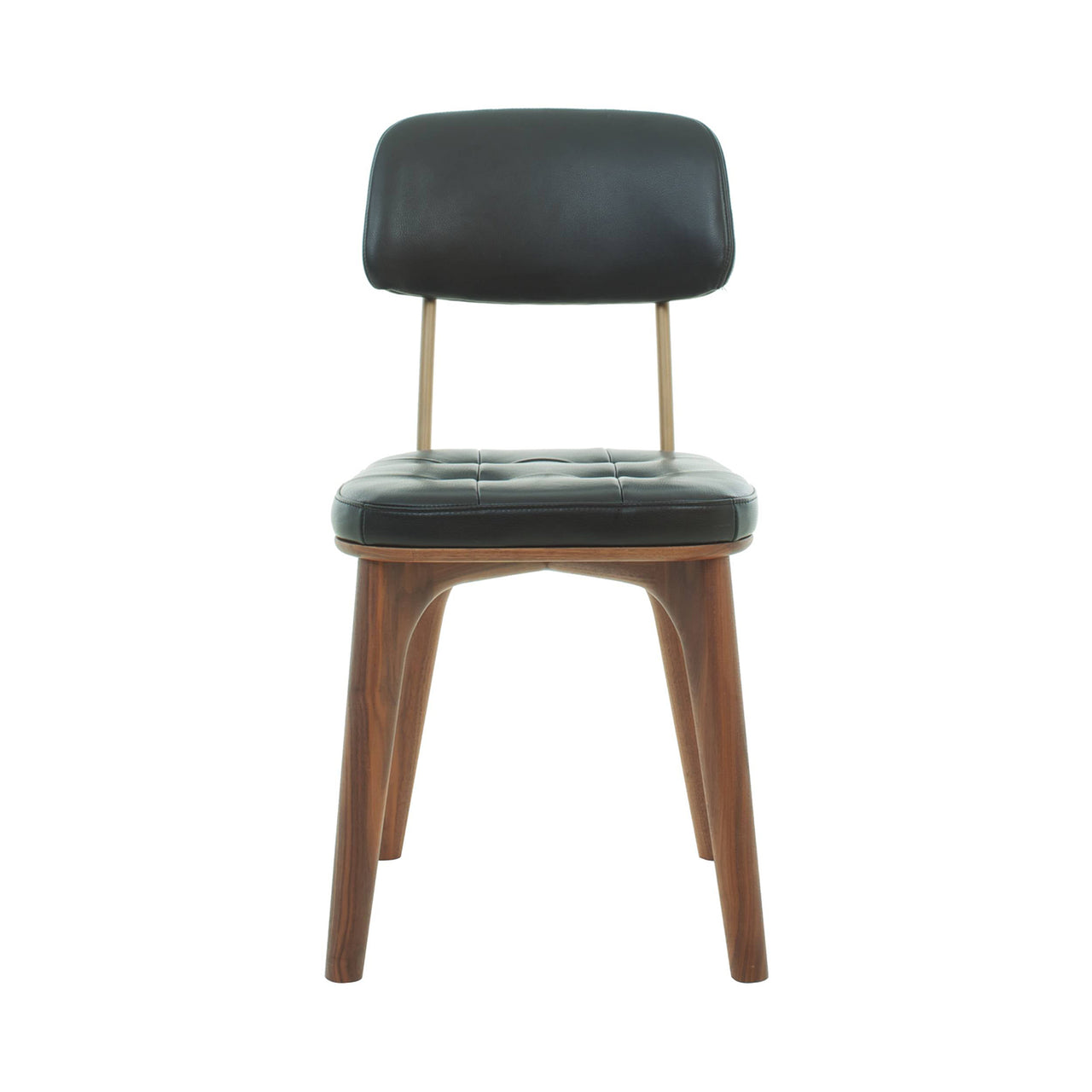 Utility Dining Chair: Upholstered + Natural Walnut