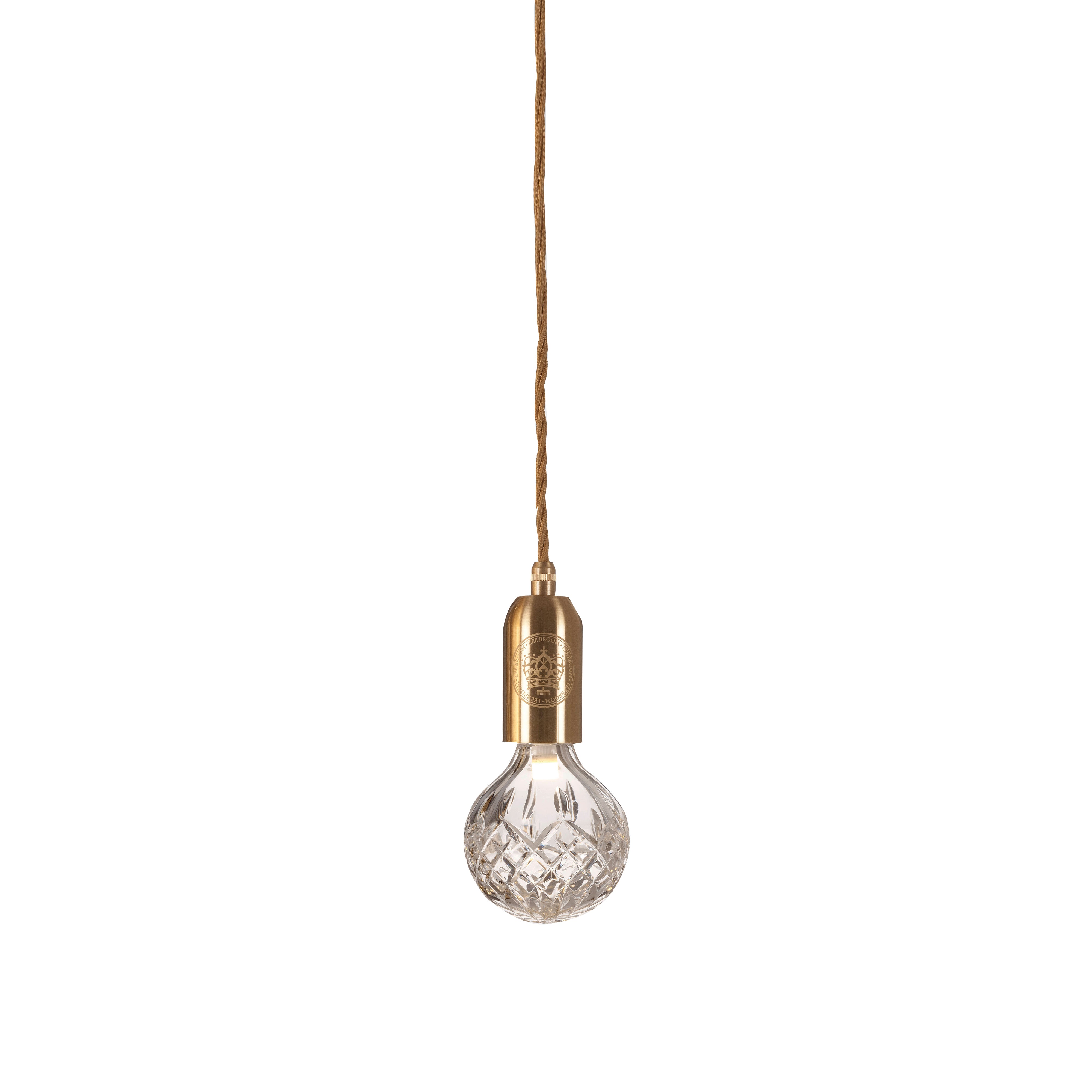 Crystal Bulb + Pendant: Bulb + Brushed Brass Fitting + Clear