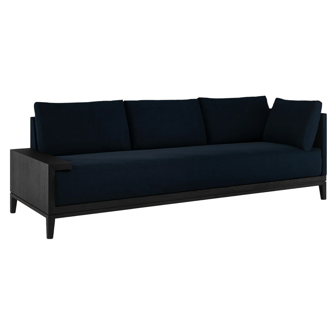 Varick Chaise: Seat + Back Upholstered + Left + Black Oak