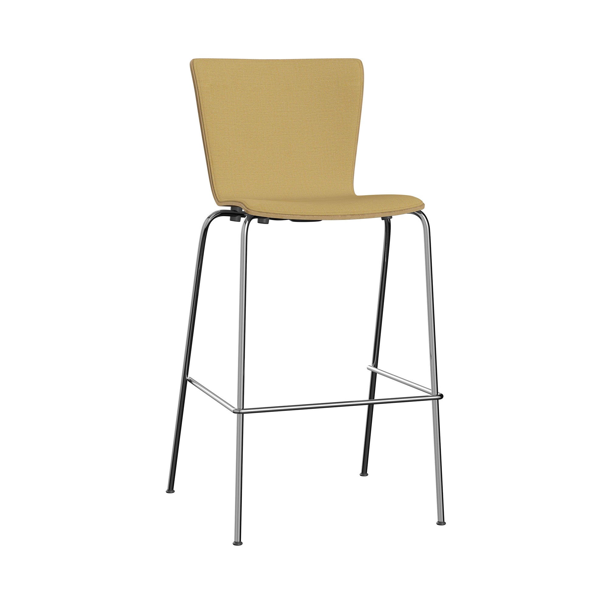 Vico Duo Bar + Counter Chair: Front Upholstered + Bar + Clear Lacquered Oak + Chrome