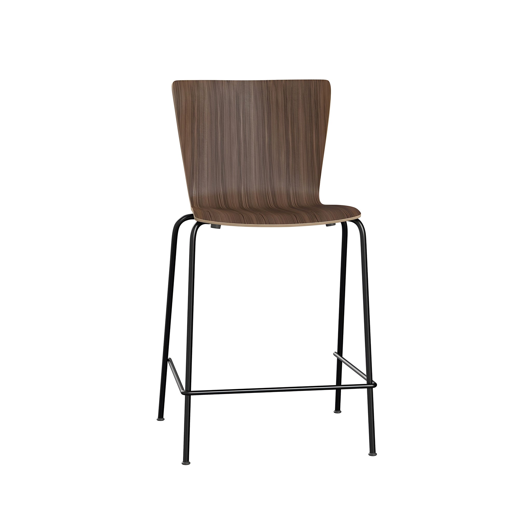 Vico Duo Stacking Bar + Counter Chair + Counter + Clear Lacquered Walnut + Black