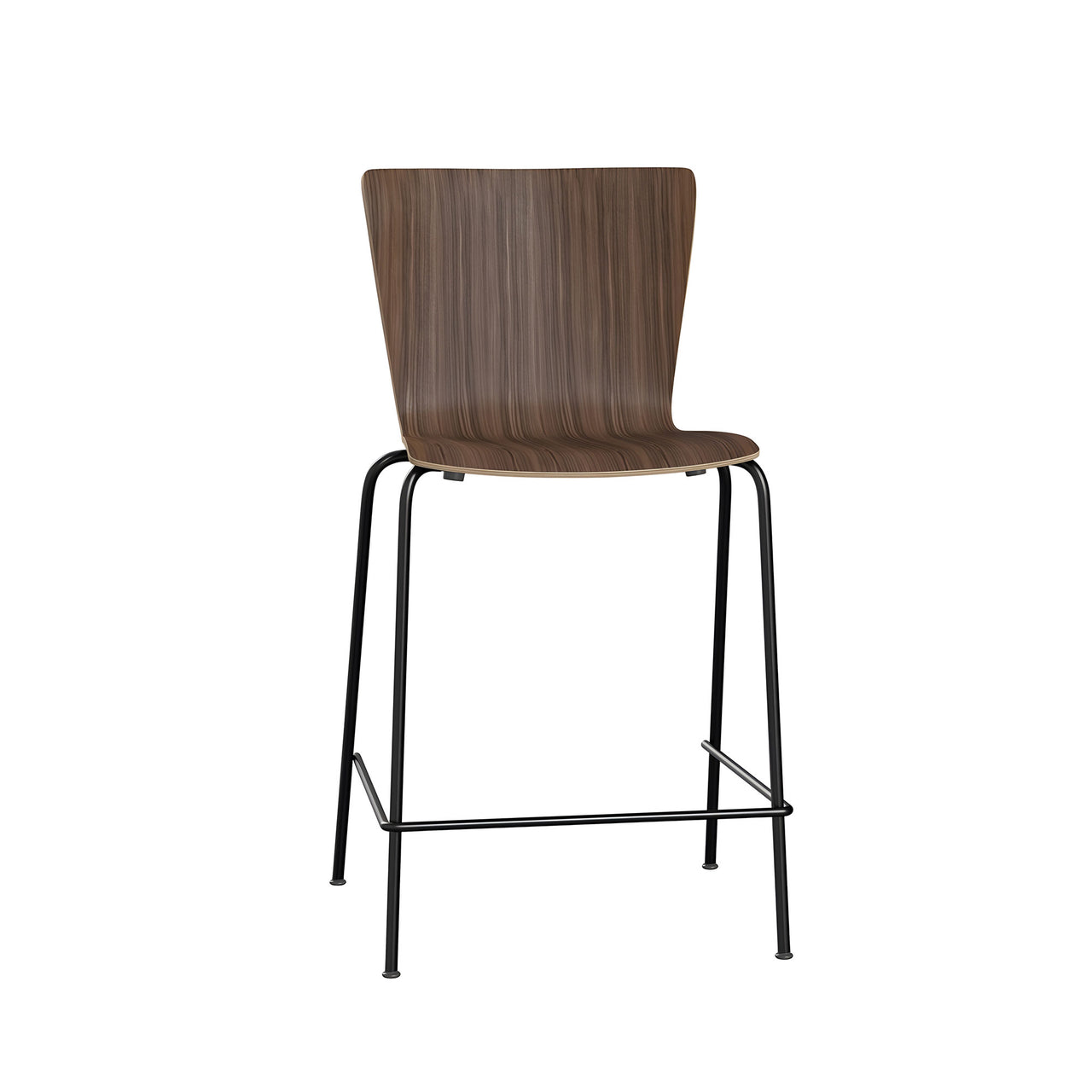 Vico Duo Stacking Bar + Counter Chair + Counter + Clear Lacquered Walnut + Black