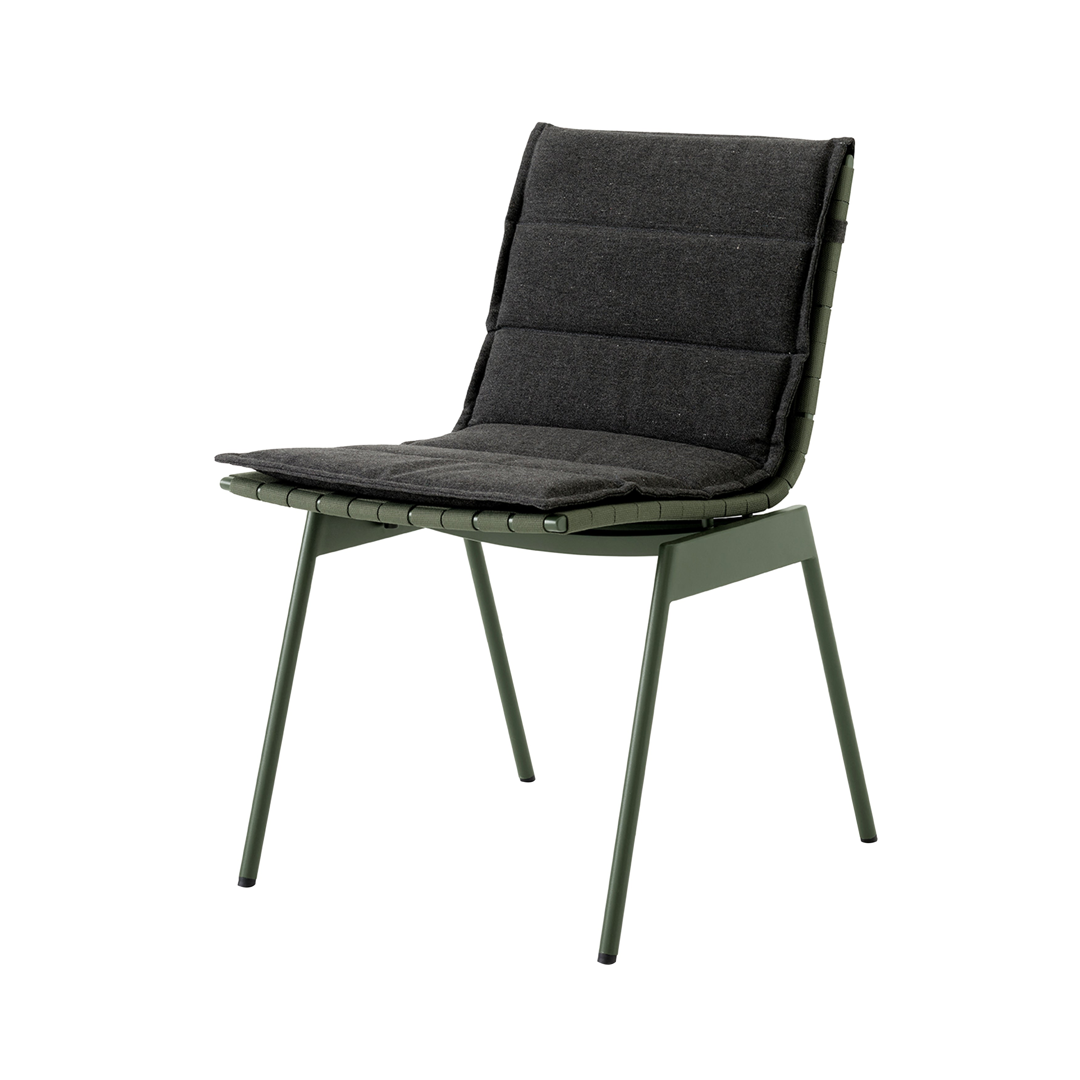 Ville AV33 Side Chair: Outdoor + Bronze Green + With Heritage Char Cushion