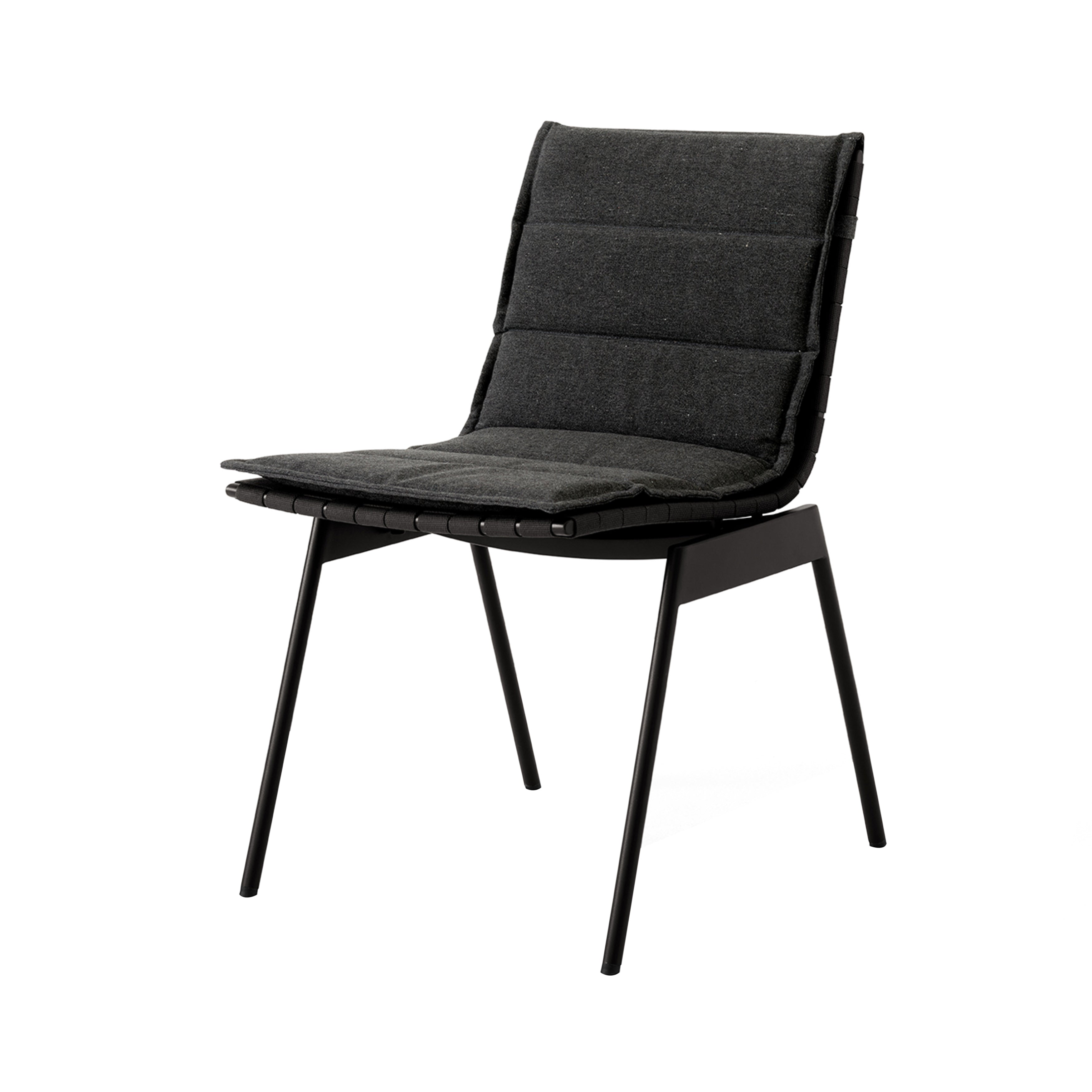 Ville AV33 Side Chair: Outdoor + Warm Black + With Heritage Char Cushion