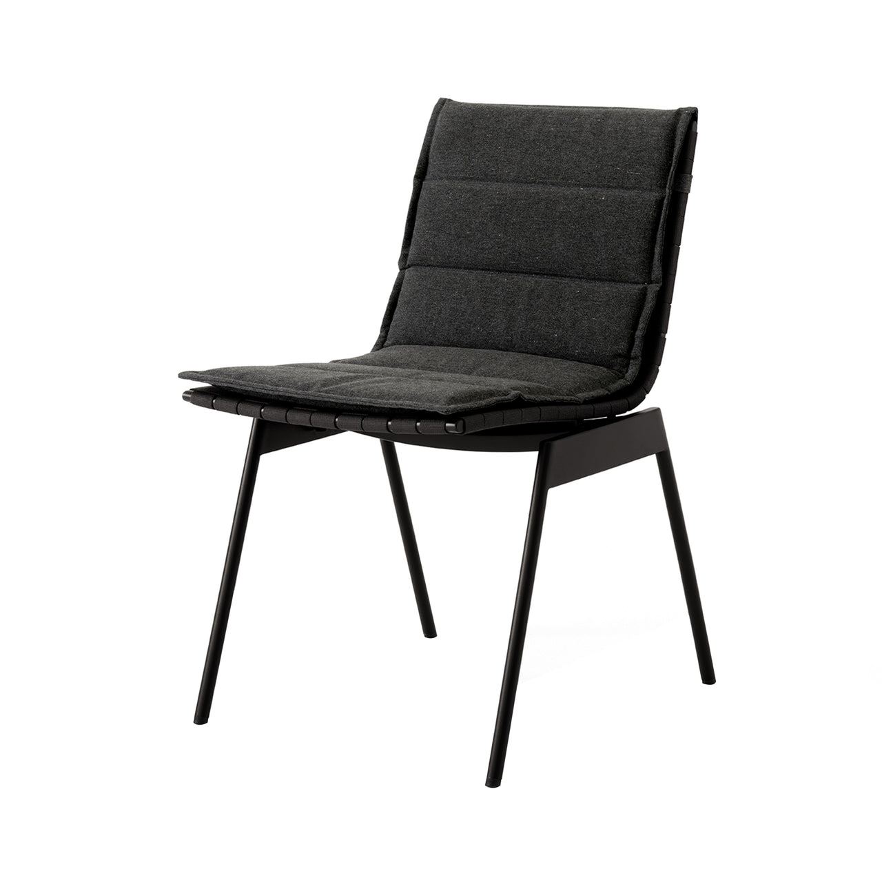 Ville AV33 Side Chair: Outdoor + Warm Black + With Heritage Char Cushion