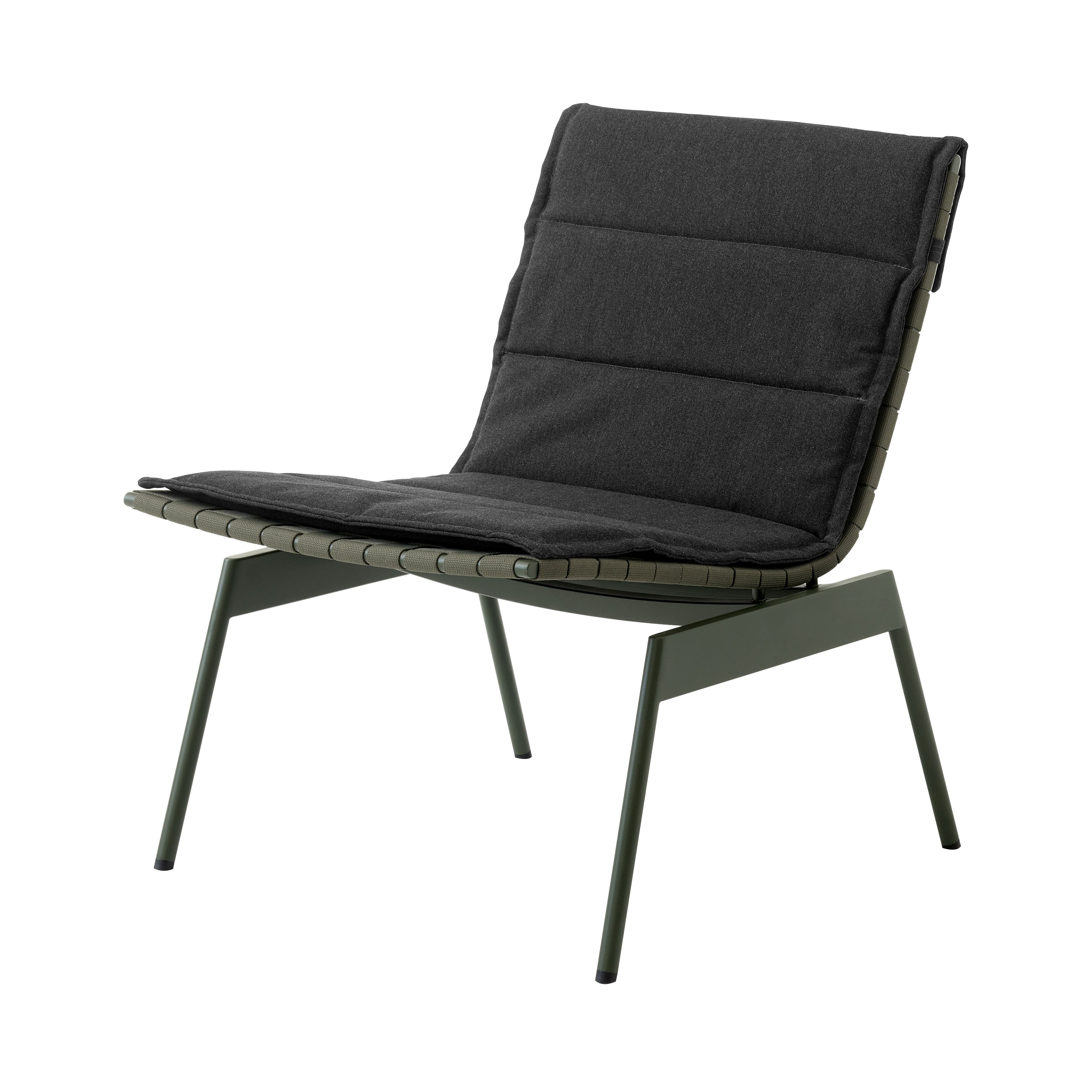 Ville AV44 + AV45 Outdoor Stacking Lounge Chair: Set of 2 + Without Armrest (AV44) + Bronze Green + With Heritage Char Cushion